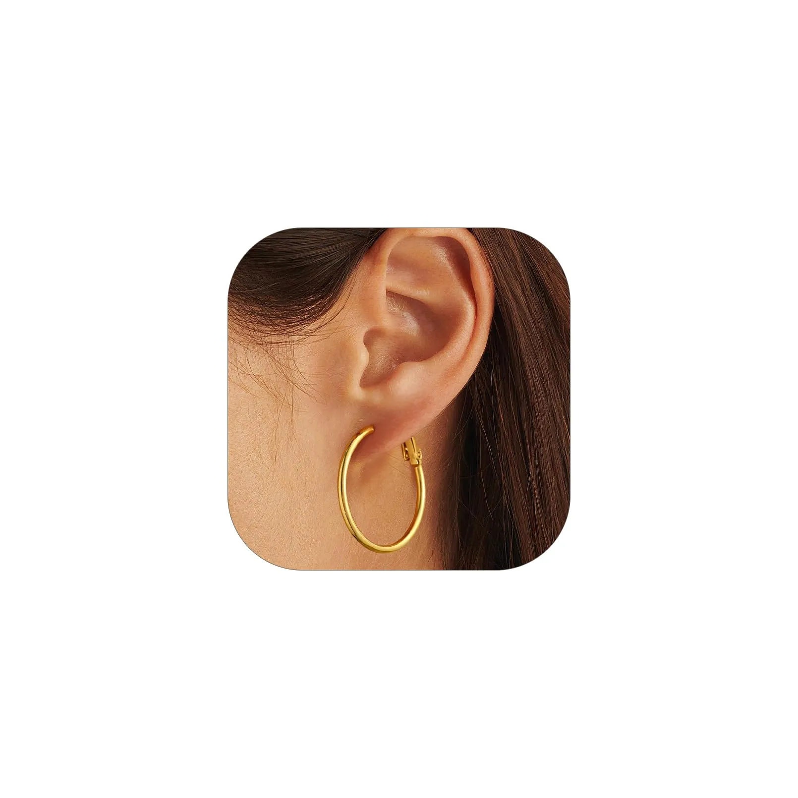 FOCALOOK Orecchini Cerchio 30mm Oro in Acciaio Inox - immagine 1