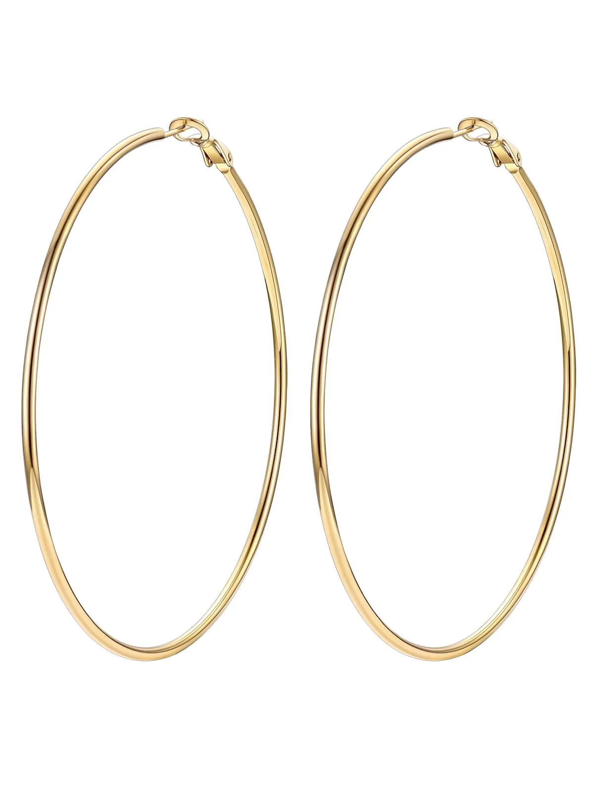 FOCALOOK Orecchini a Cerchio Donna Oro 80mm - immagine 1