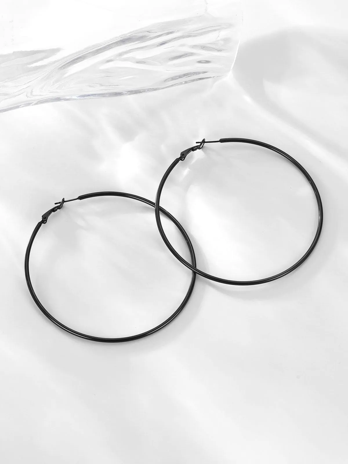 FOCALOOK Orecchini a Cerchio Donna Grandi, Nero, 80mm - immagine 7