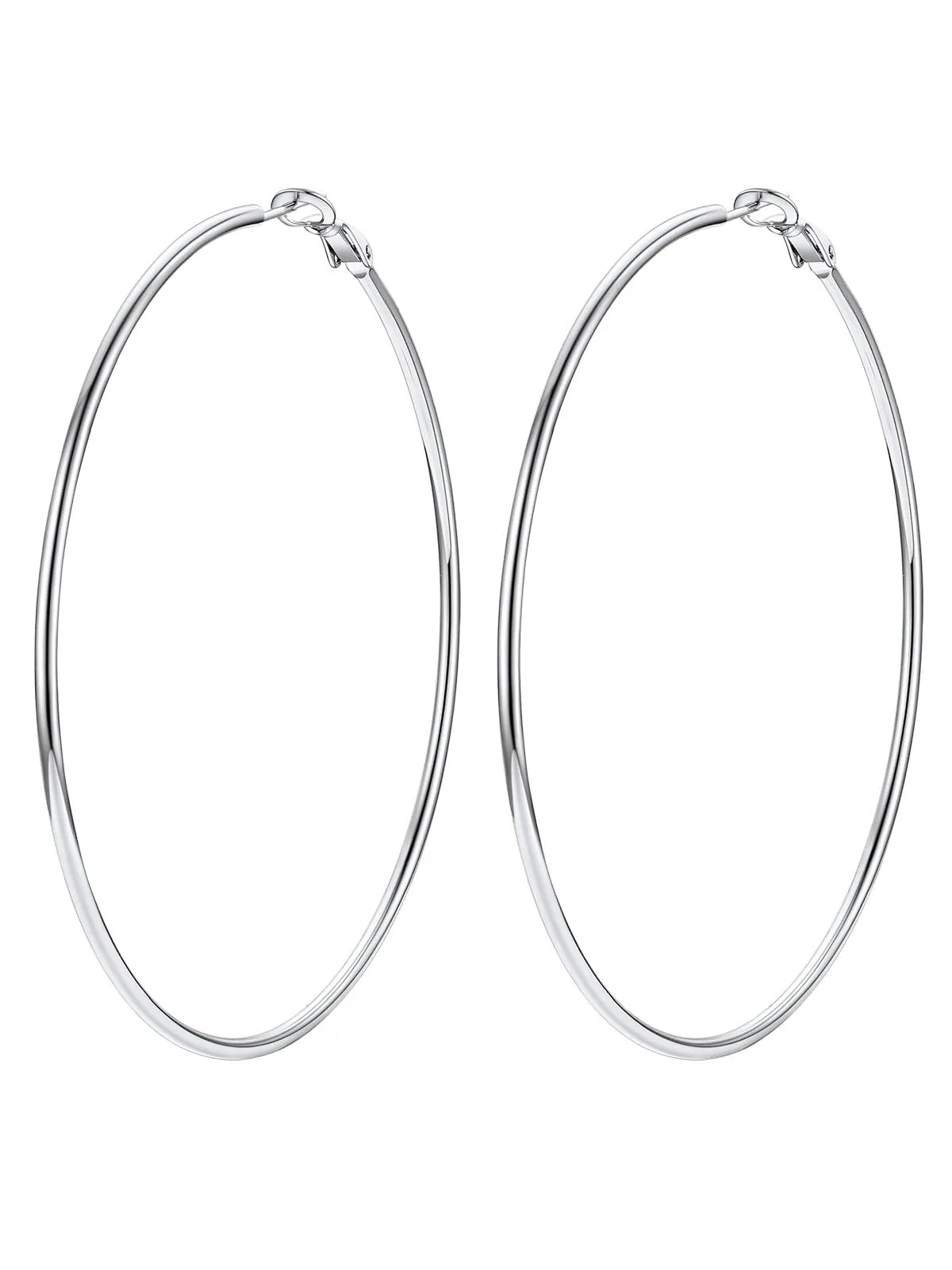 FOCALOOK Orecchini a Cerchio Donna Argento 80mm - immagine 1