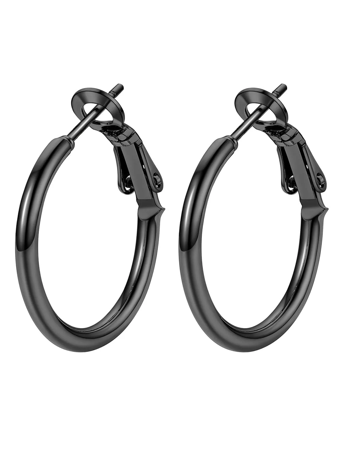 FOCALOOK Orecchini a Cerchio Donna, Nero, 20mm - immagine 1