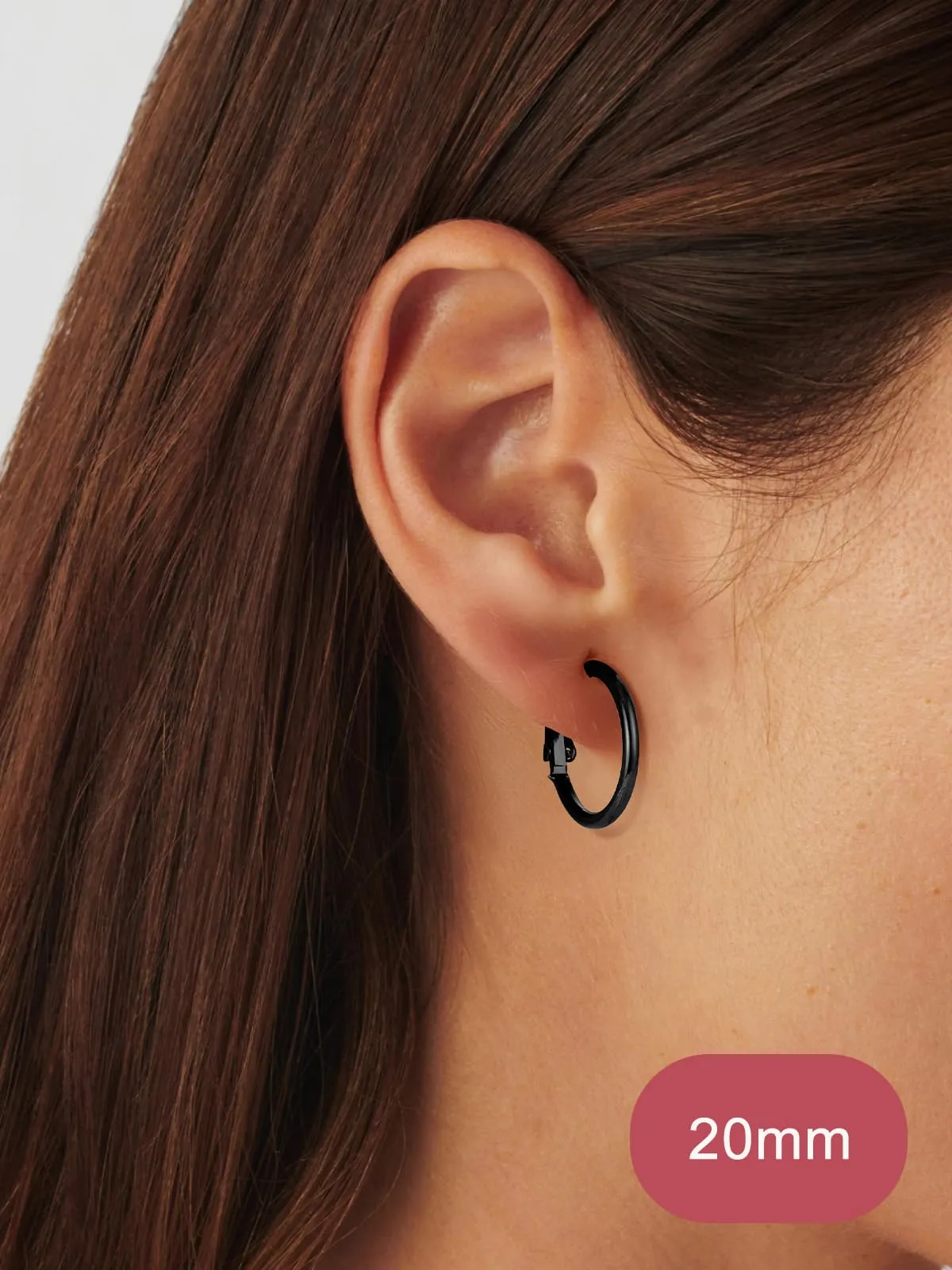 FOCALOOK Orecchini a Cerchio Donna, Nero, 20mm - immagine 5