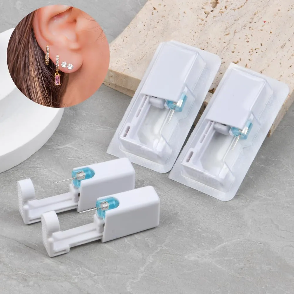 Aucuu Kit Pistola per Piercing all'Orecchio con 9 Orecchini a Bottone, Bianca - immagine 5