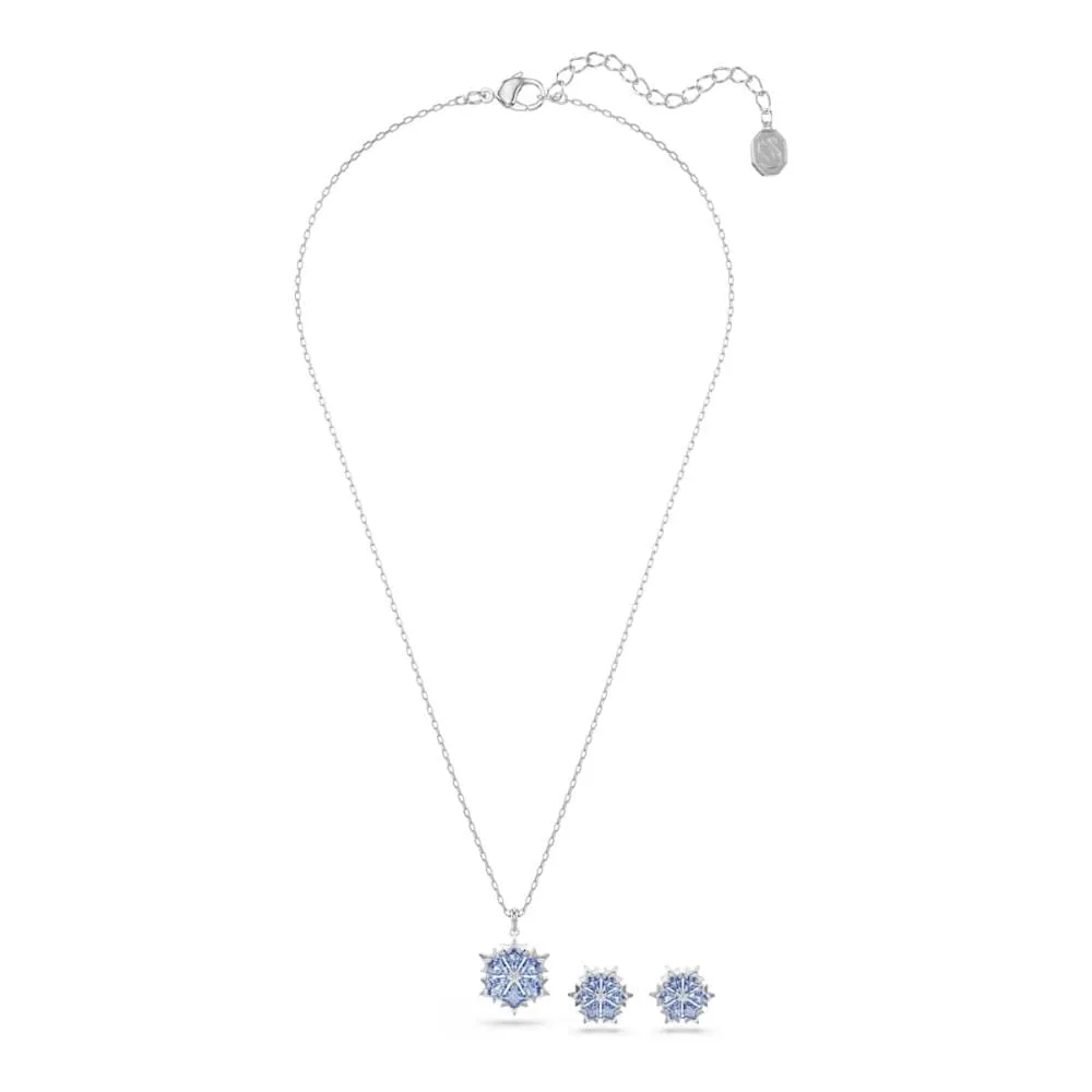 Swarovski Magic Set Collana Pendente e Orecchini, Zirconia Grigio-Blu, Forma a Fiocco di Neve, Placcatura in Tonalità Rodio - immagine 2