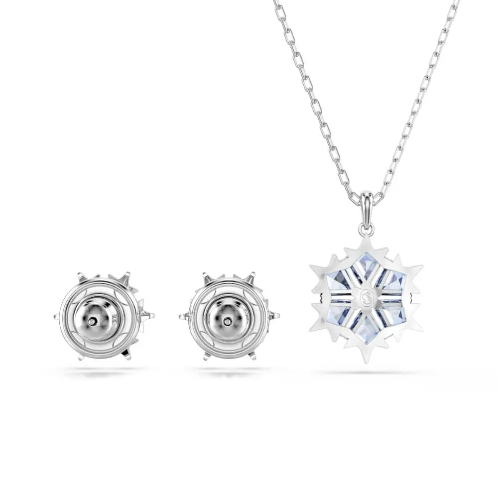Swarovski Magic Set Collana Pendente e Orecchini, Zirconia Grigio-Blu, Forma a Fiocco di Neve, Placcatura in Tonalità Rodio - immagine 6
