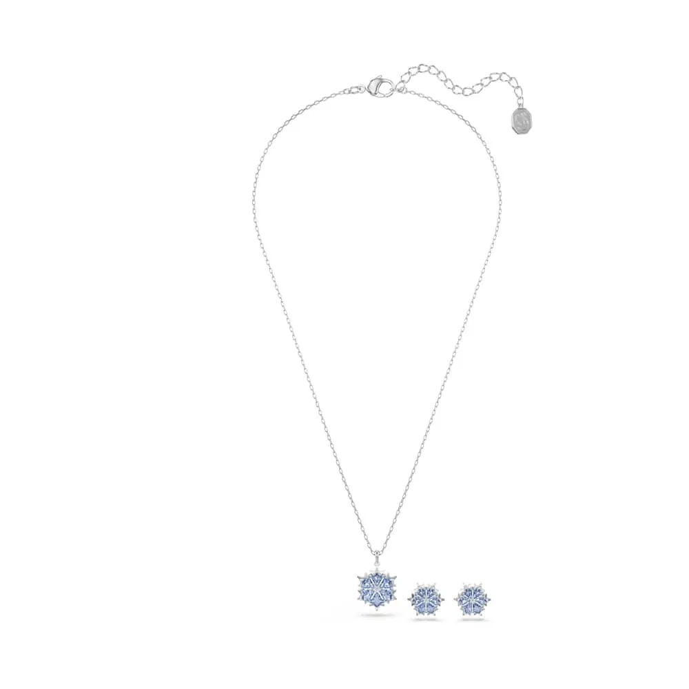Swarovski Magic Set Collana Pendente e Orecchini, Zirconia Grigio-Blu, Forma a Fiocco di Neve, Placcatura in Tonalità Rodio - immagine 8