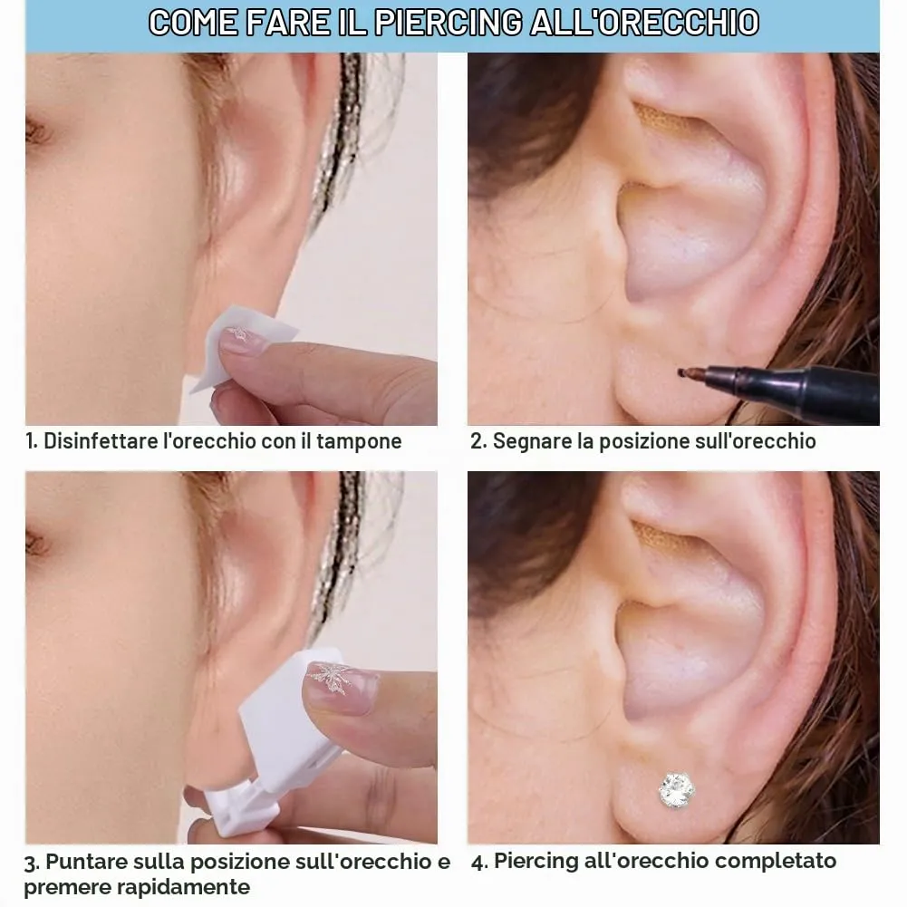 Aucuu Set di Piercing e Orecchini a Bottone, 6 Pezzi - immagine 3