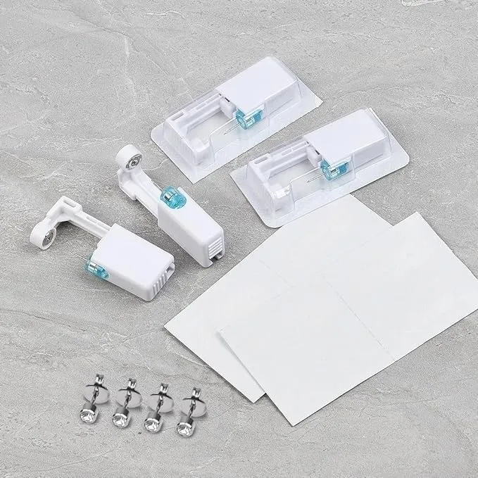 Aucuu Pistola per Piercing Orecchie con Set di 9 Orecchini a Bottone, Bianca - immagine 5