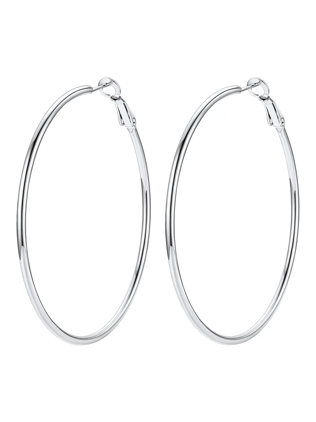 FOCALOOK Orecchini a Cerchio Donna 60mm Argento - immagine 1