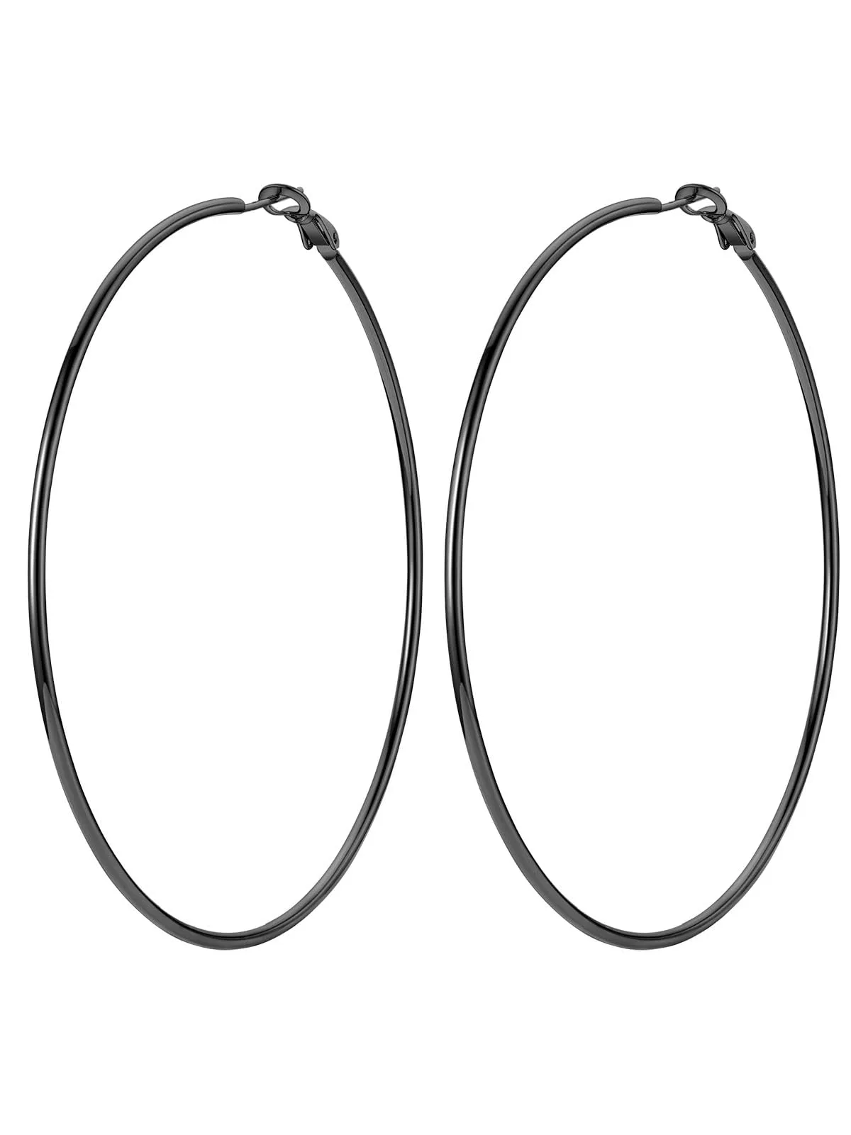 FOCALOOK Orecchini a Cerchio Donna Nero 90mm - immagine 1