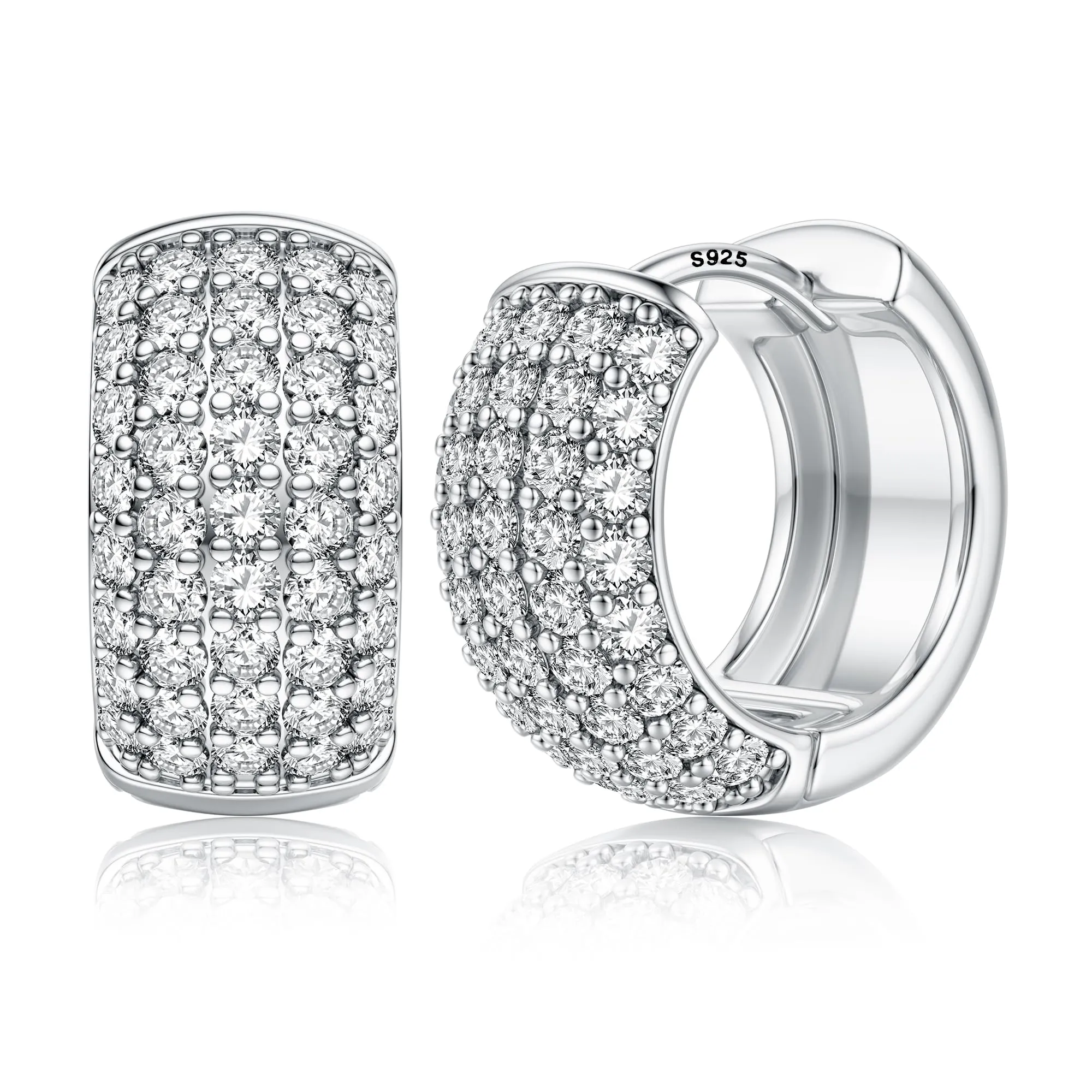 FIOROYAL Orecchini a Cerchio Uomo in Argento 925 Placcati Oro 14K con Zirconi S3 - immagine 1