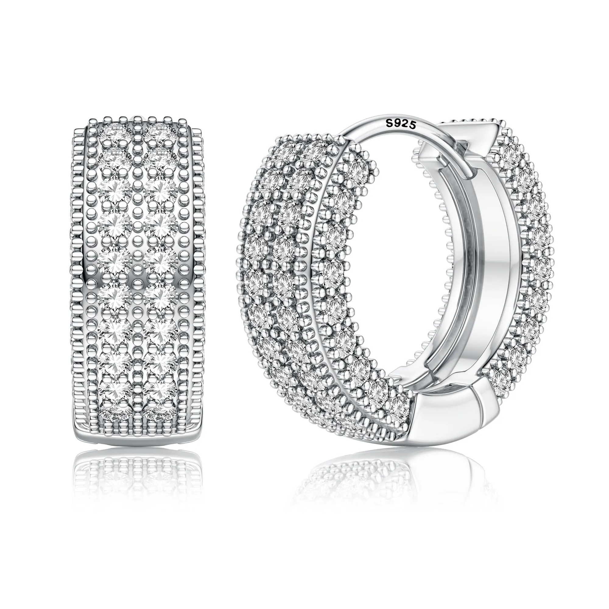 FIOROYAL Orecchini a Cerchio Uomo in Argento 925 Placcati Oro 14K con Diamanti S2 - immagine 1