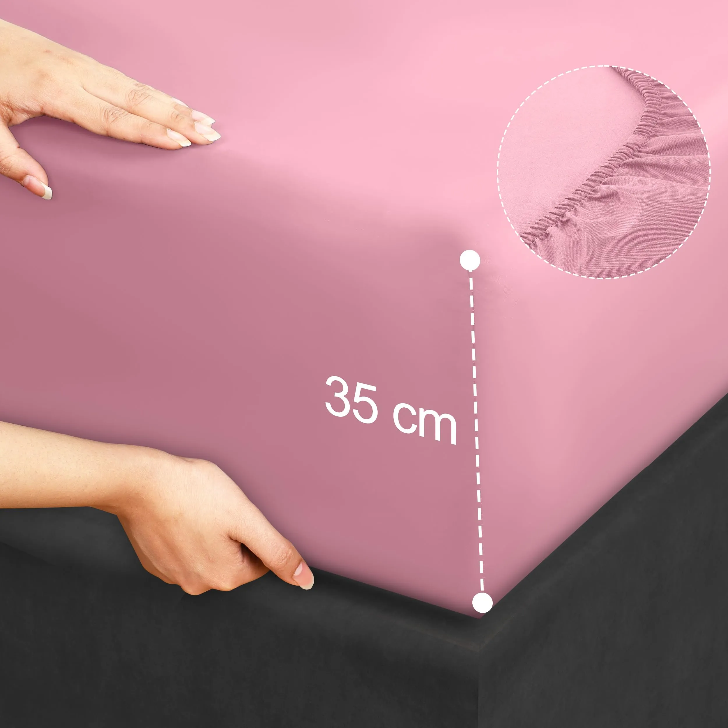 Utopia Bedding Set Lenzuola Letto 4 Pezzi, 180x200cm, Rosa - immagine 5