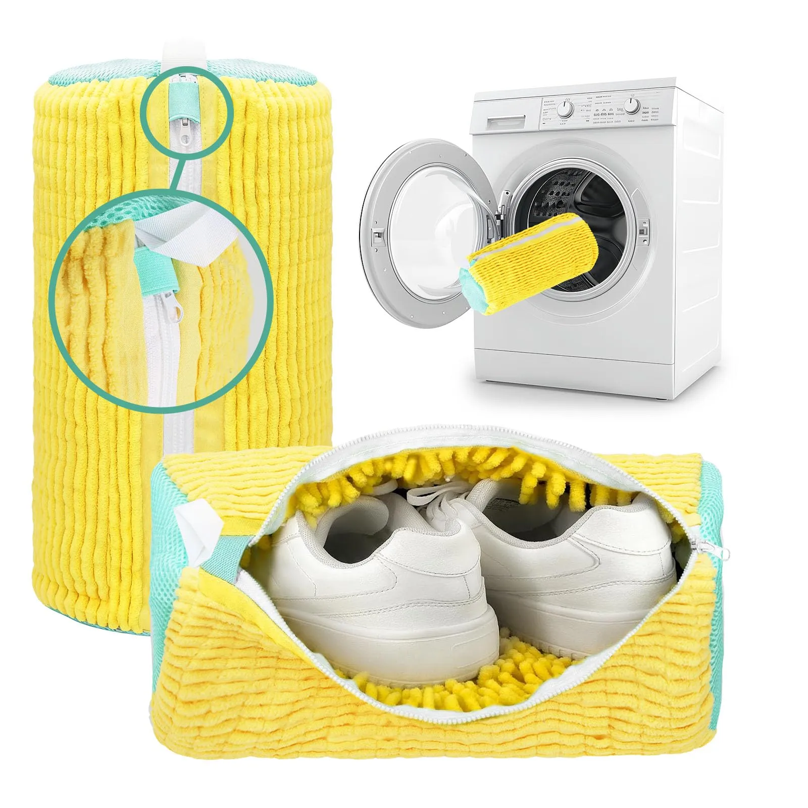 ZENO Shoe Washing Bag, 2 Pieces, Large, Yellow - immagine 1