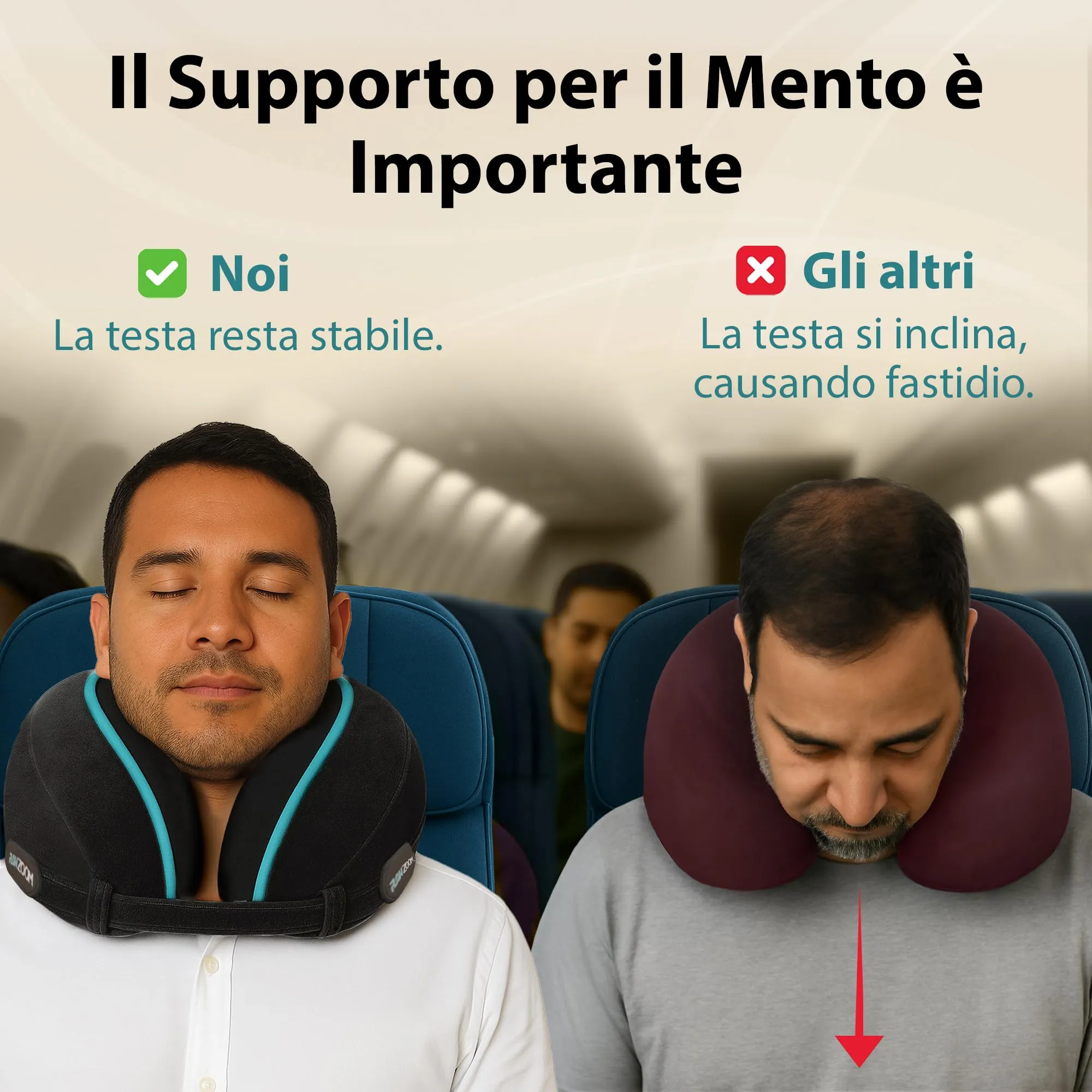 FLOWZOOM Dream Cuscino Cervicale da Viaggio in Memory Foam, Nero - immagine 3