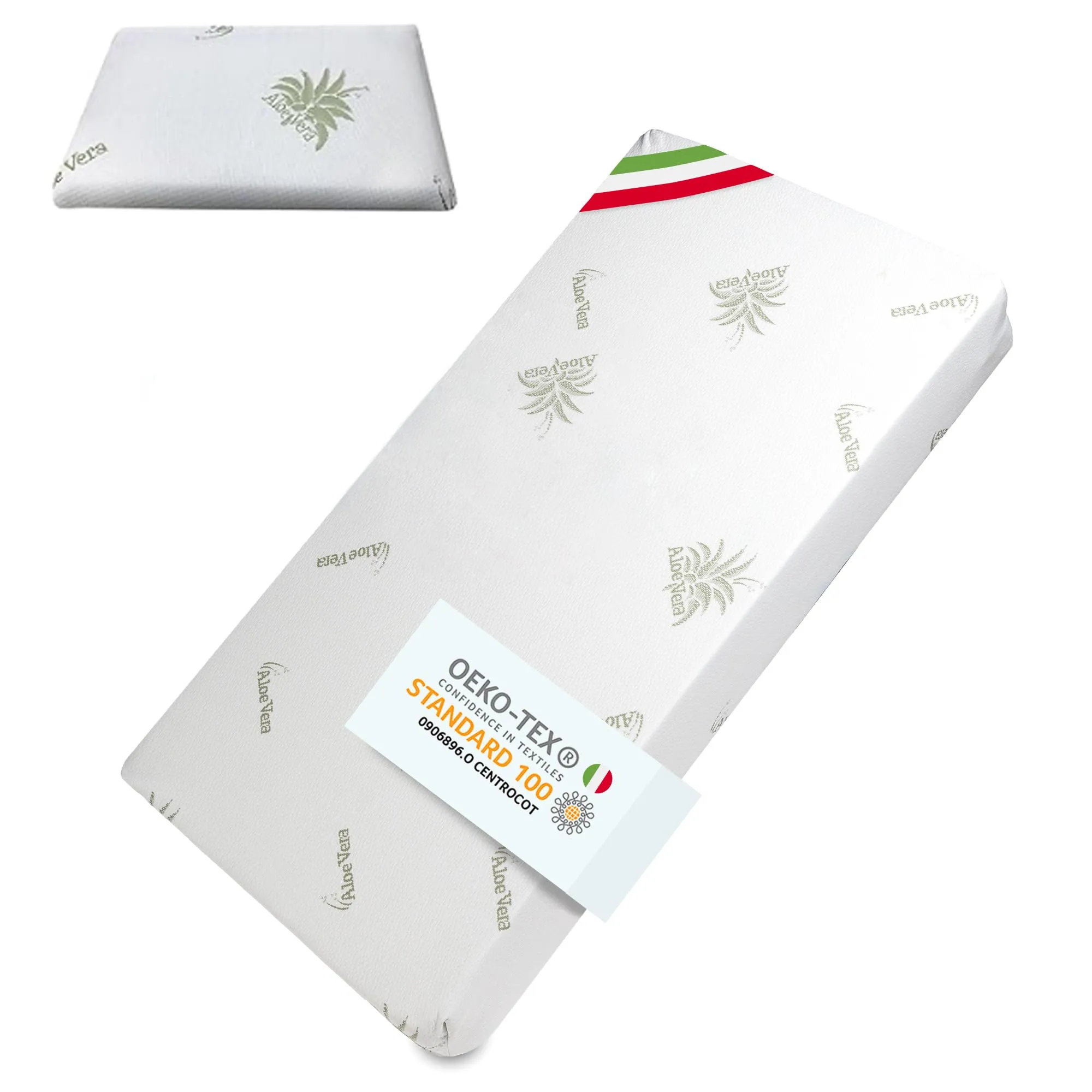 Dolci Sogni Materasso Lettino 64x124x16 cm con Fodera Aloe Vera e Cuscino 30x50x4 cm, OEKO-TEX e CertiPUR - immagine 1