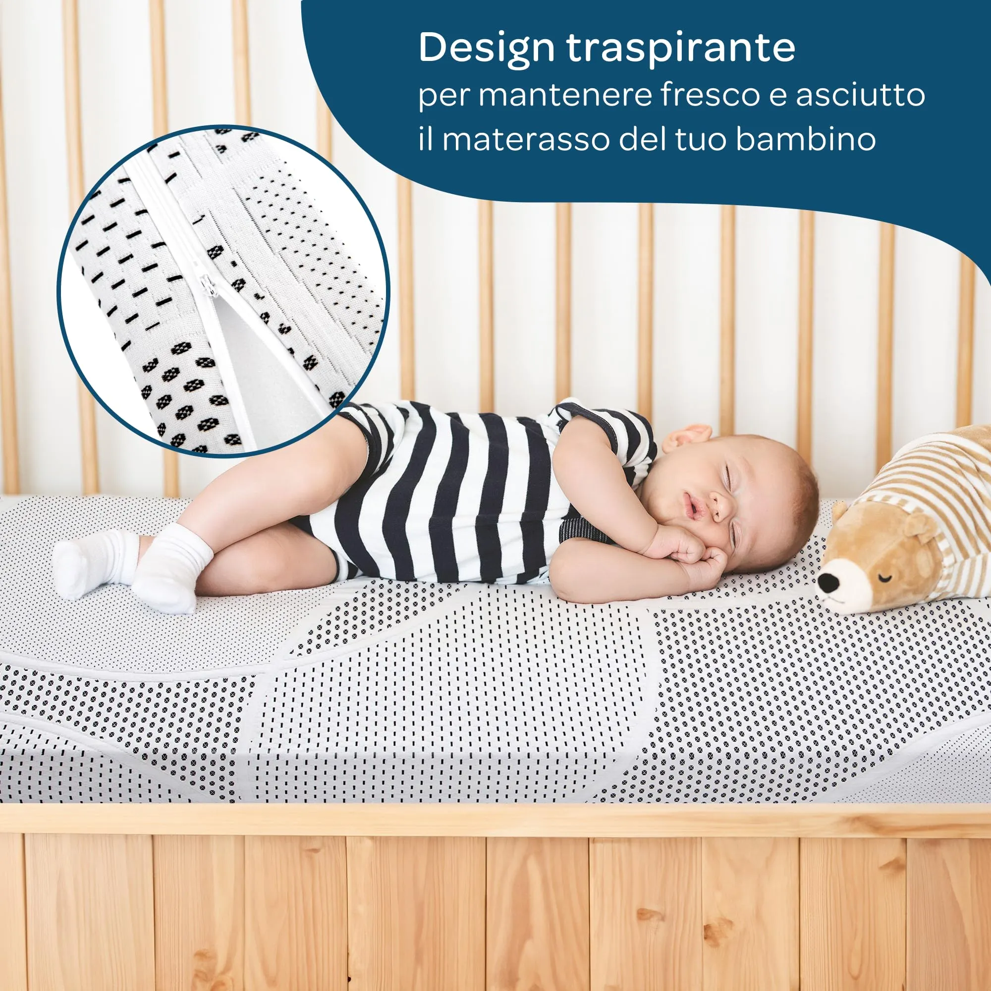 Dolci Sogni Materasso Lettino 70x140x12 cm, OEKO-TEX e CertiPUR, Fodera Sfoderabile e Lavabile - immagine 4