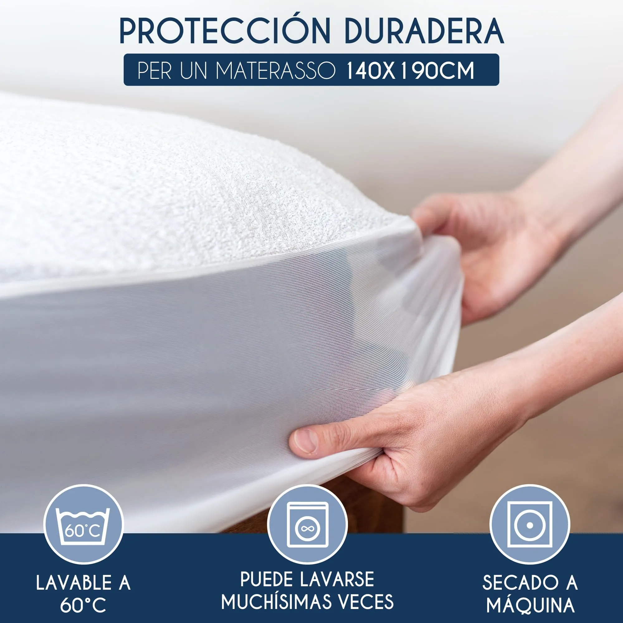 Dreamzie Coprimaterasso Impermeabile in Cotone, 140x190cm - immagine 6