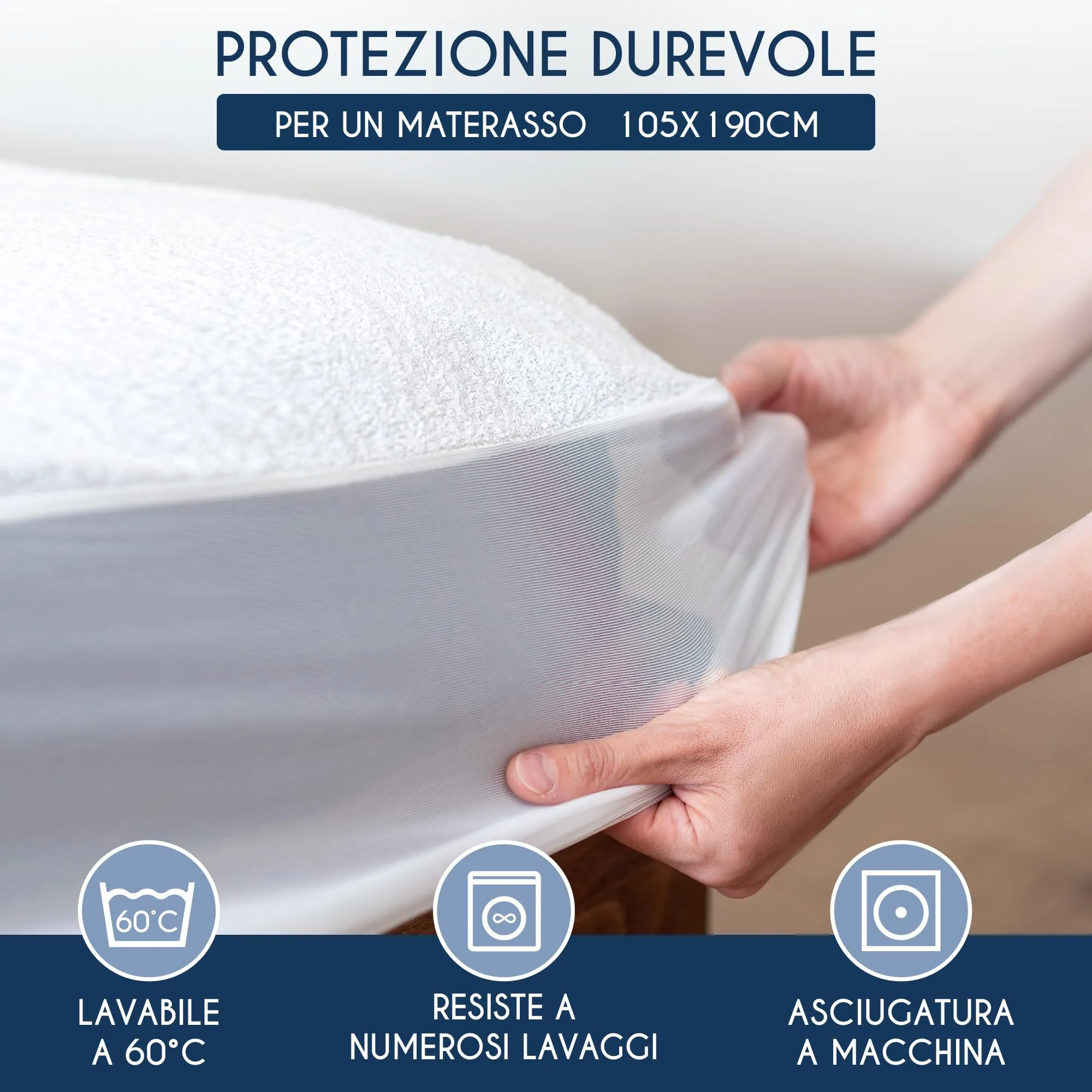 Dreamzie Coprimaterasso Singolo Impermeabile, 105x190cm, Cotone - immagine 6