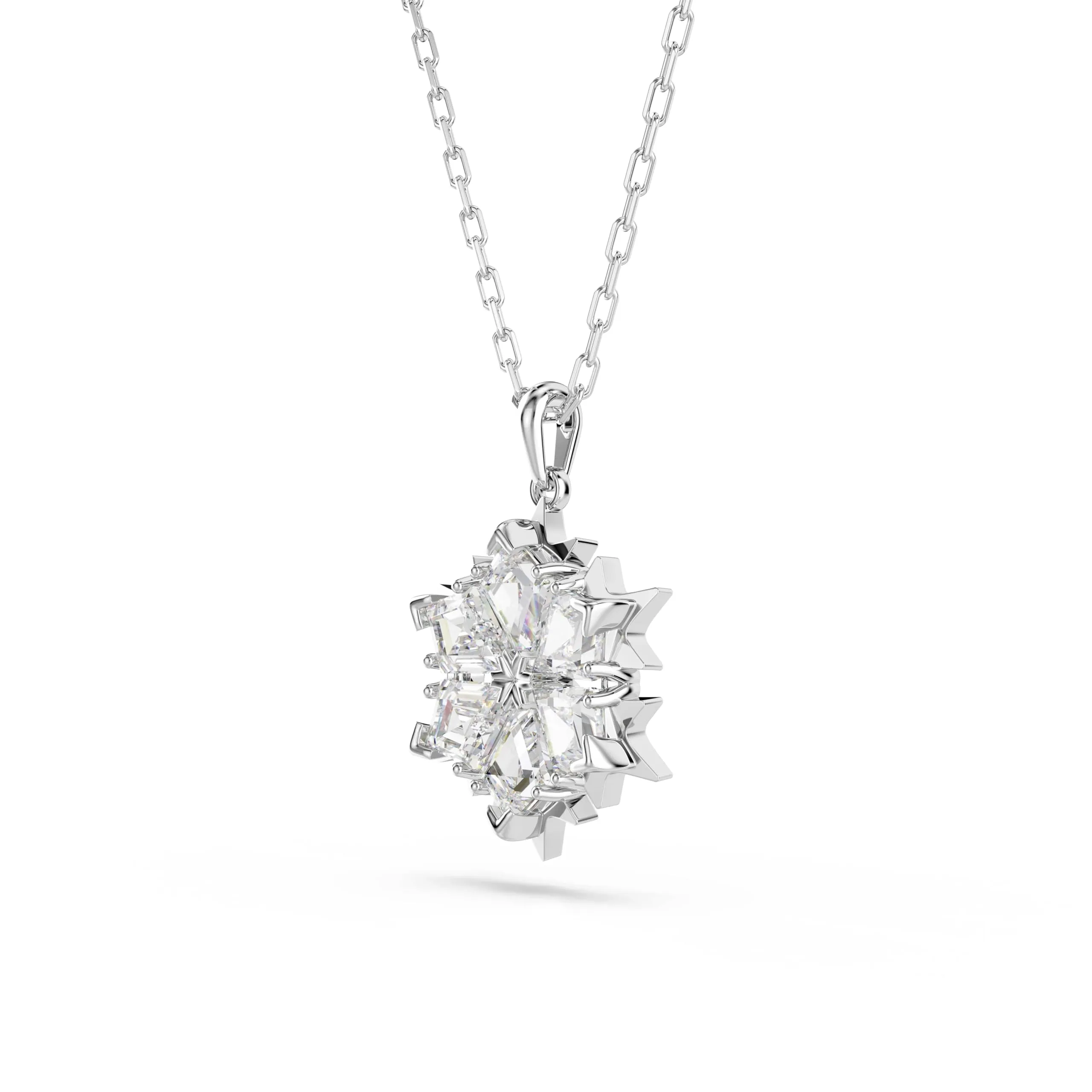 Swarovski Pendente Magic Fiocco di Neve Bianco Placcato Rodio - immagine 3