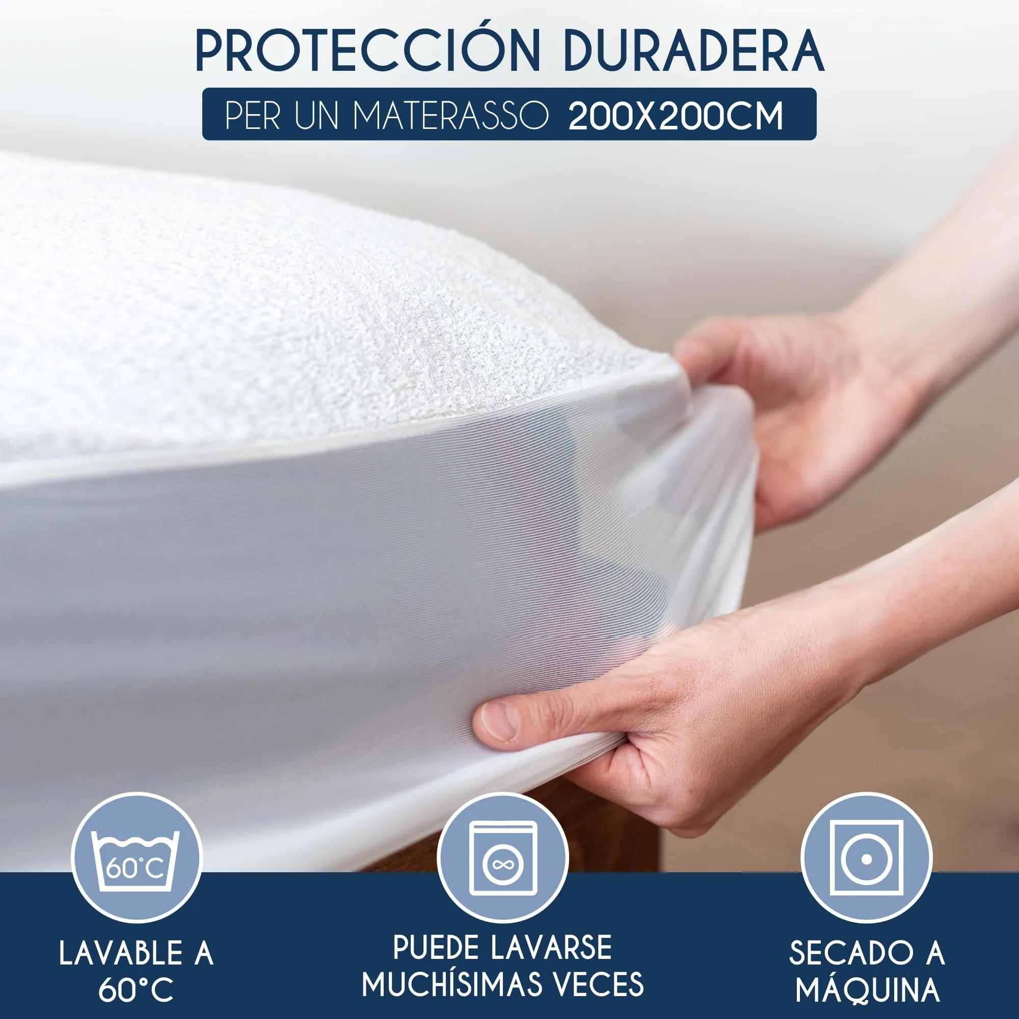 Dreamzie Coprimaterasso Impermeabile King Size 200x200cm Cotone - immagine 6