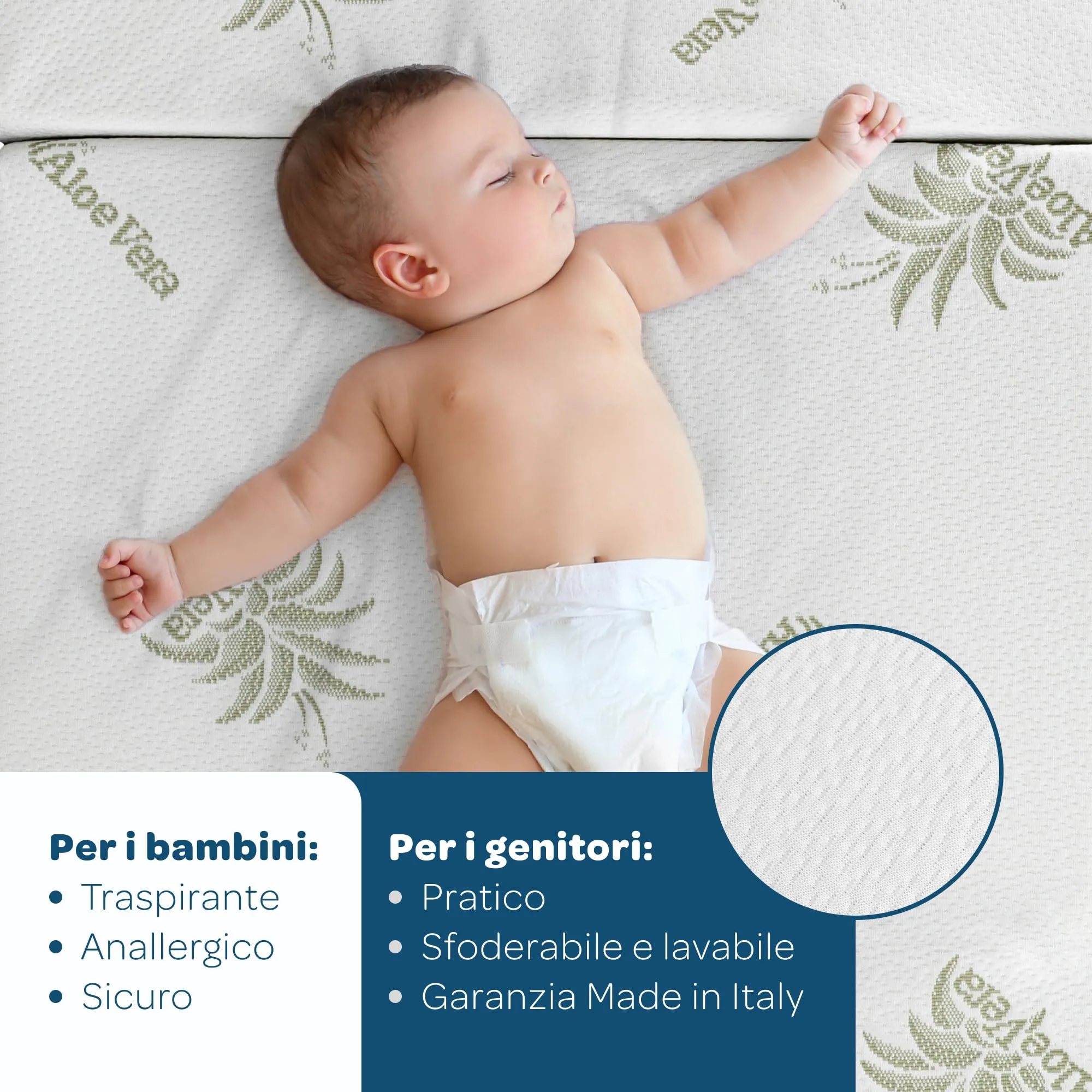 DOLCI SOGNI Materasso Lettino da Campeggio 60x120 cm, Spessore 5 cm, Pieghevole, Fodera Aloe Vera, OEKO-TEX e CertiPUR - immagine 5