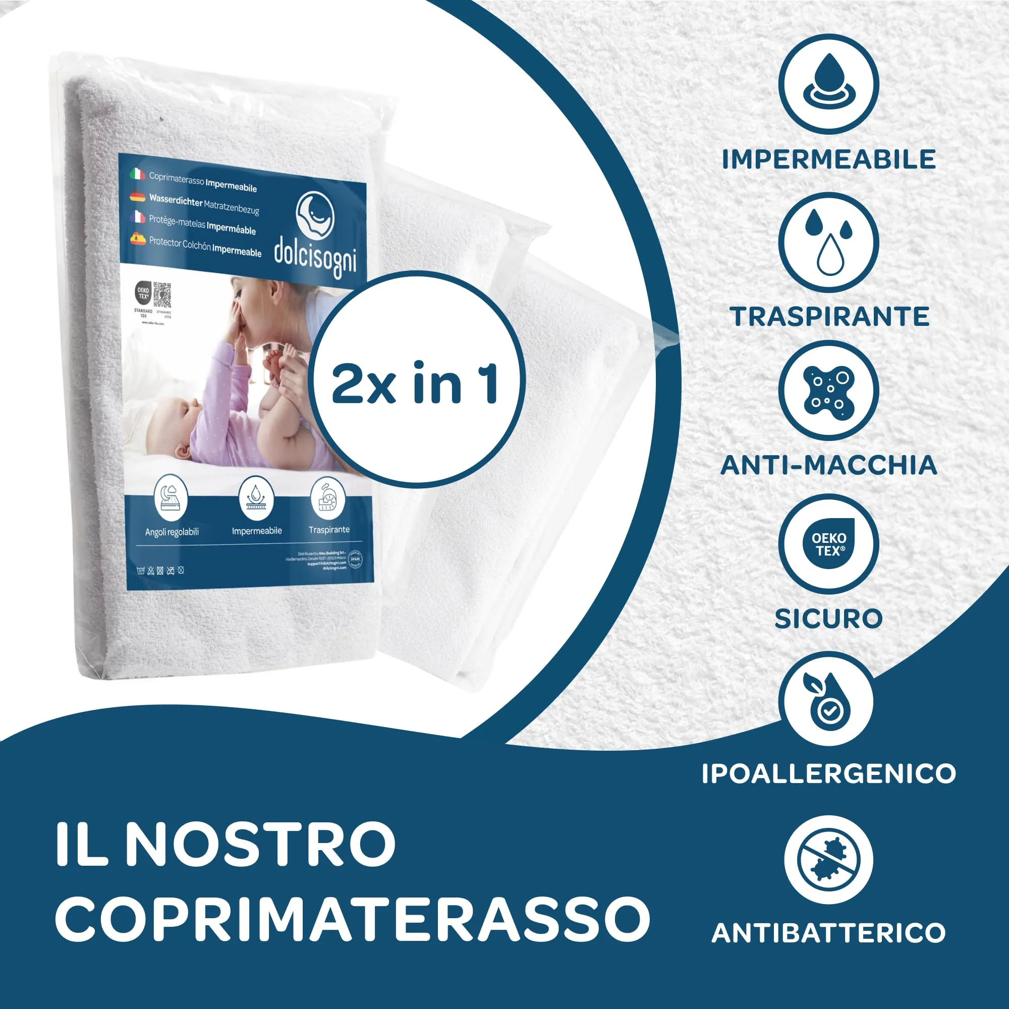 DOLCI SOGNI Materasso Lettino 70x140 cm con Coprimaterasso Impermeabile, Fodera di Aloe Vera, Certificato Oekotex - immagine 6
