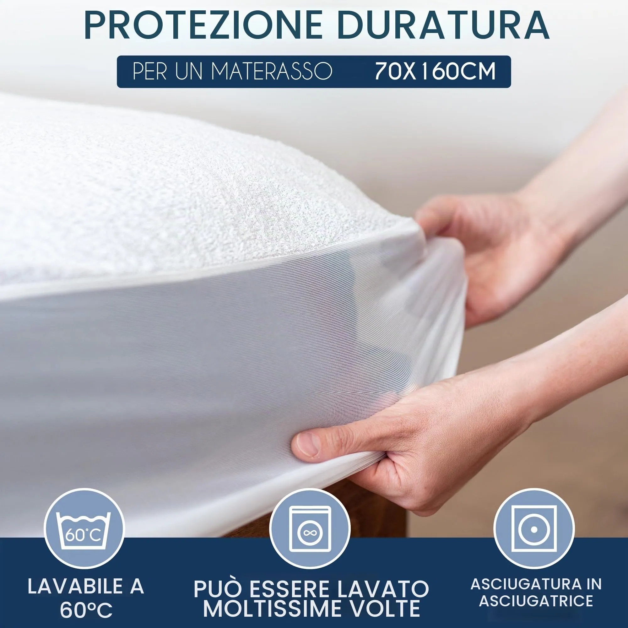 Dreamzie Coprimaterasso Lettino Impermeabile, 70x160cm, Cotone - immagine 6