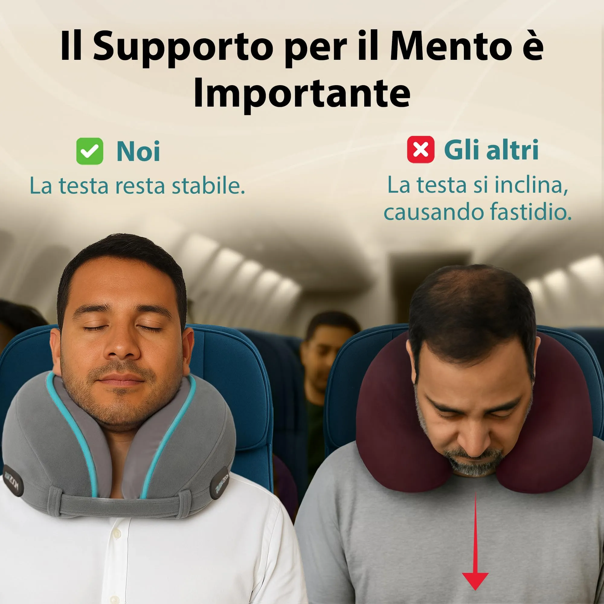FLOWZOOM Dream Cuscino Cervicale da Viaggio in Memory Foam, Grigio - immagine 3