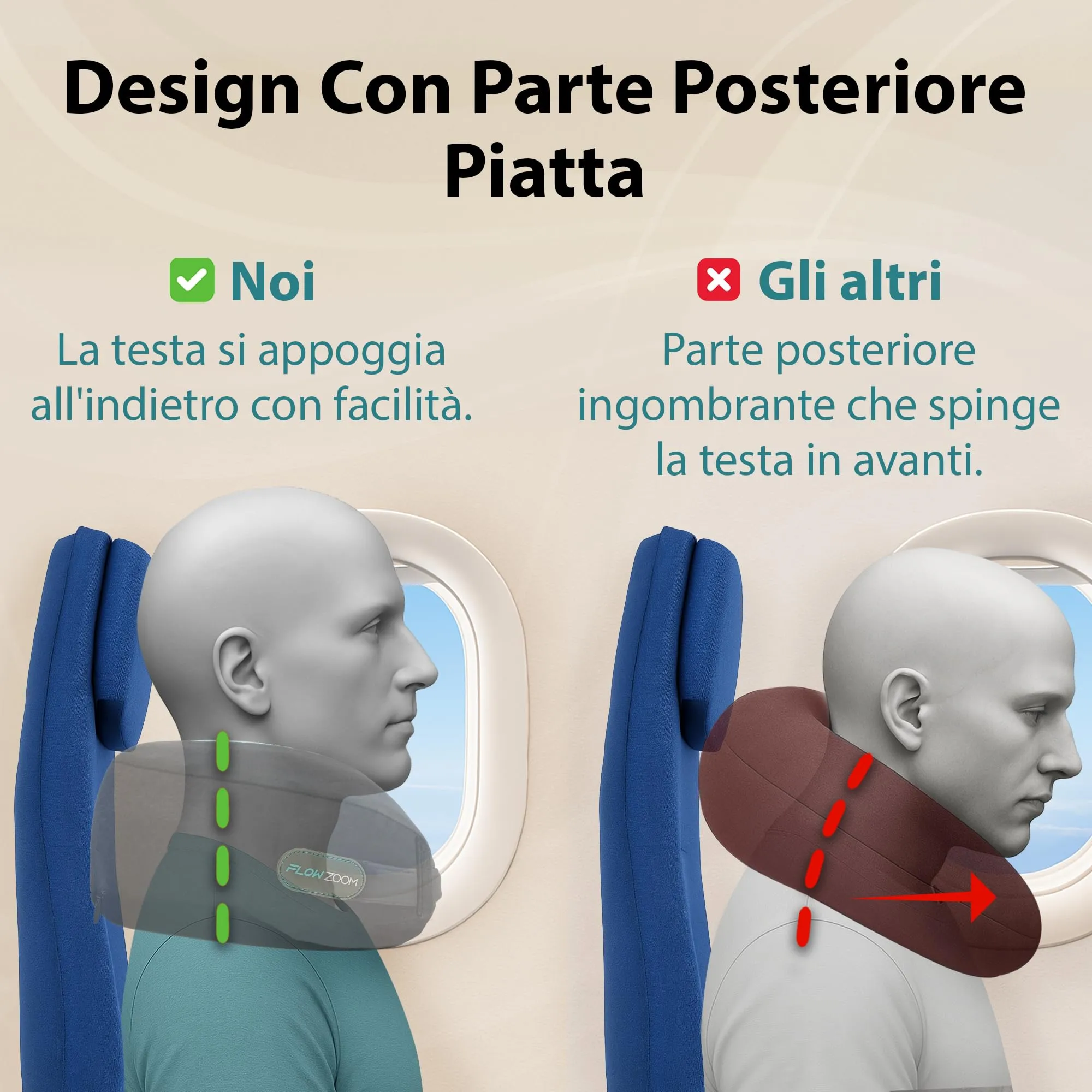 FLOWZOOM Dream Cuscino Cervicale da Viaggio in Memory Foam, Grigio - immagine 4
