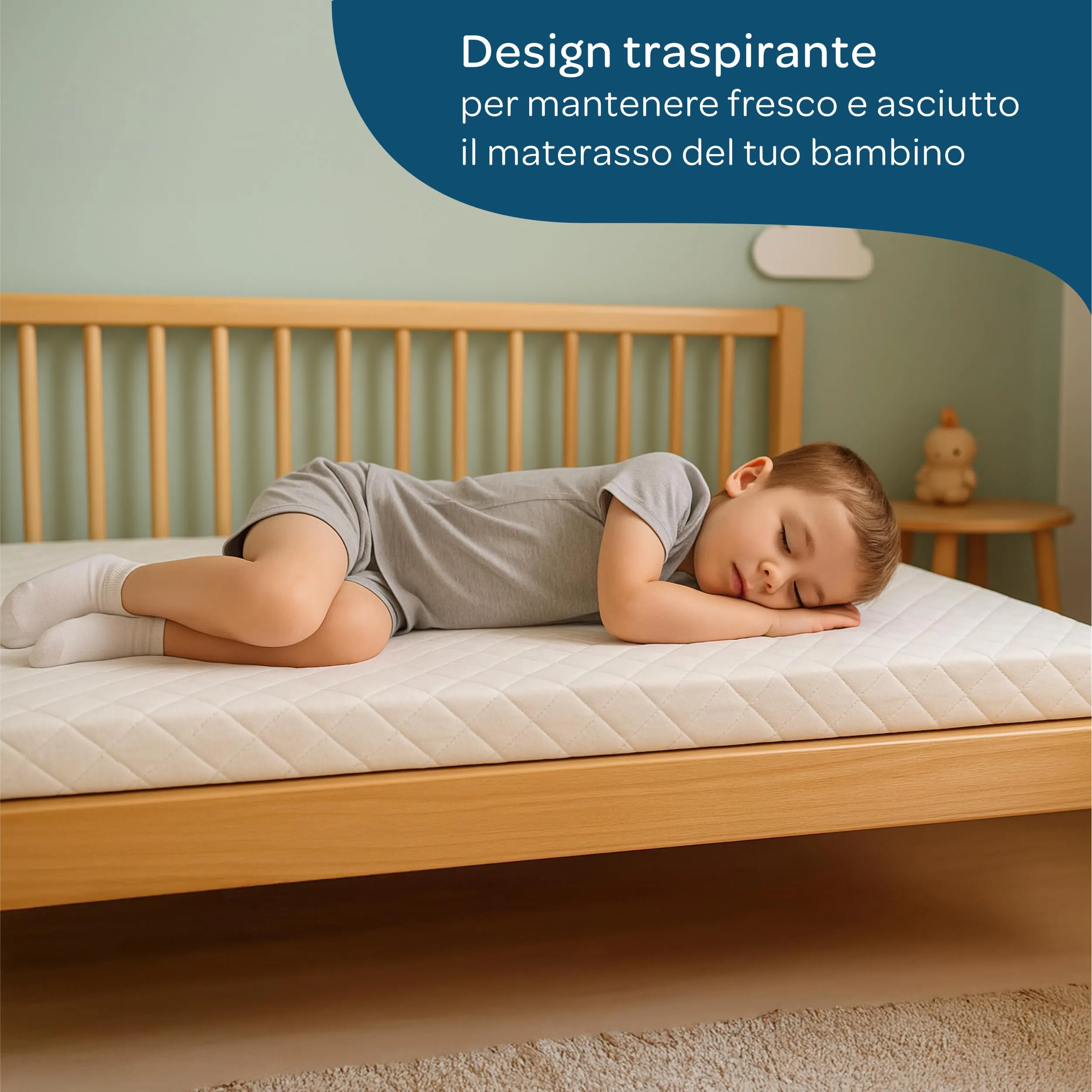 Dolci Sogni Materasso Bambini 90x200x12 cm, Schiuma Traspirante H2, Fodera Anallergica, Certificato Oeko Tex 100 e CertiPur, Made in Italy - immagine 5