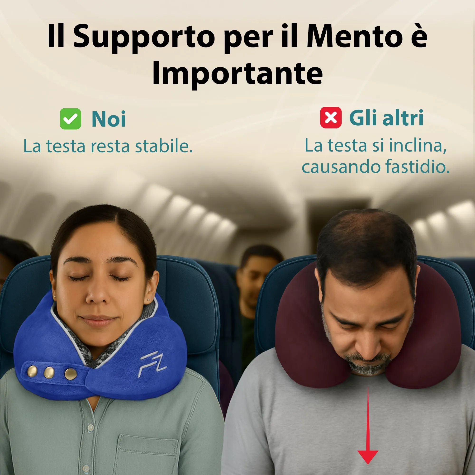 FLOWZOOM Comfy Cuscino da Viaggio in Schiuma Memory per Collo Regolabile, Blu Navy - immagine 3