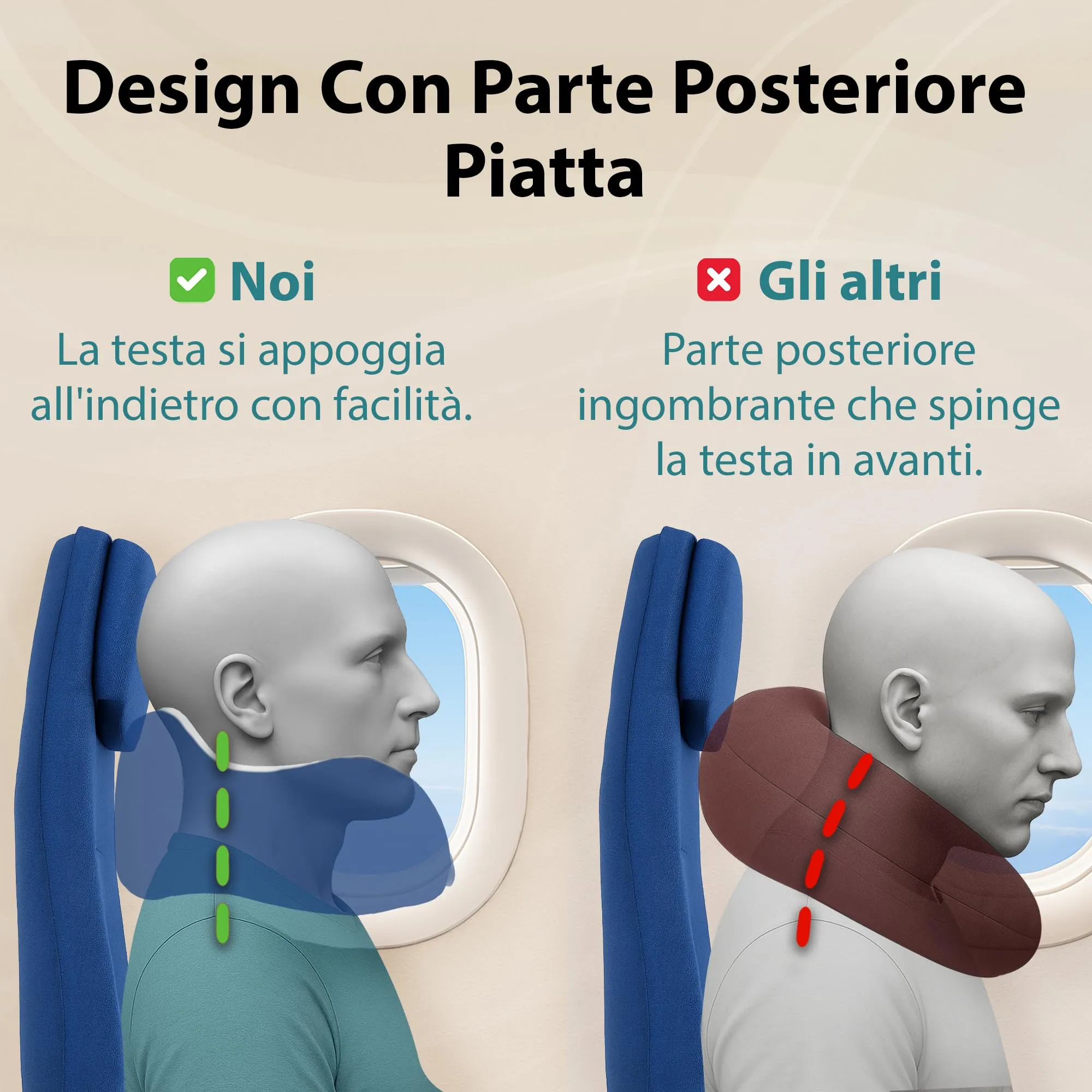 FLOWZOOM Comfy Cuscino da Viaggio in Schiuma Memory per Collo Regolabile, Blu Navy - immagine 5