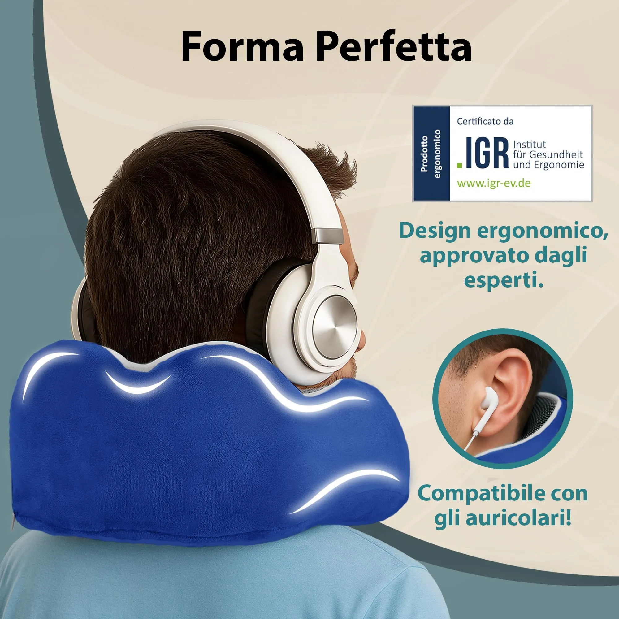 FLOWZOOM Comfy Cuscino da Viaggio in Schiuma Memory per Collo Regolabile, Blu Navy - immagine 8