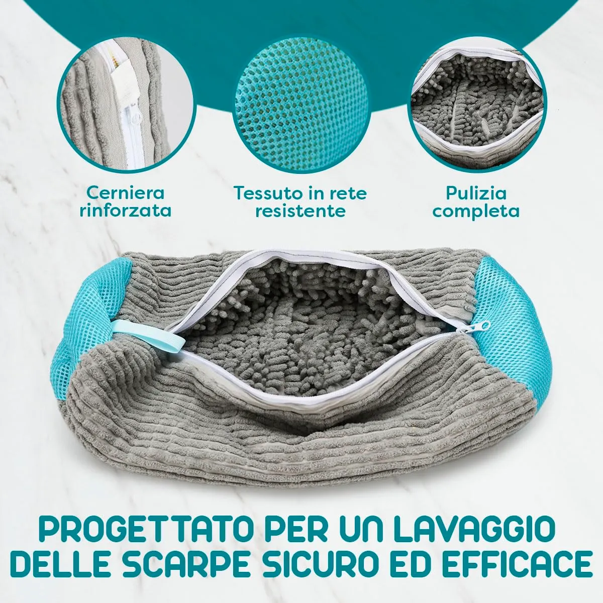 ZENO Shoe Washing Bag, 2 Pezzi Sacchetto Porta Scarpe per Lavatrice - immagine 3