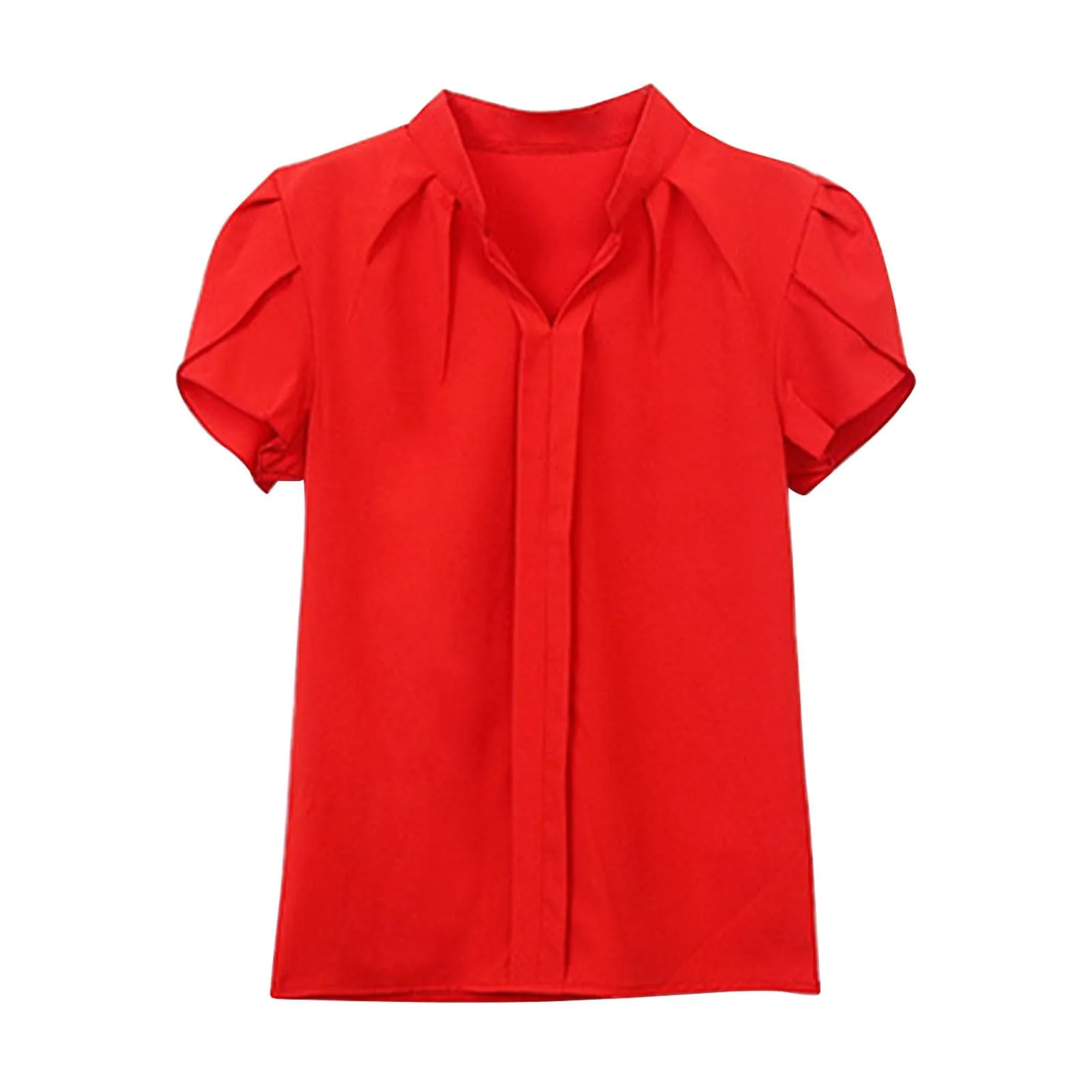 Uwdiohq T-Shirt Slim Fit in Chiffon Bianco con Maniche a Volant per Donna - immagine 3