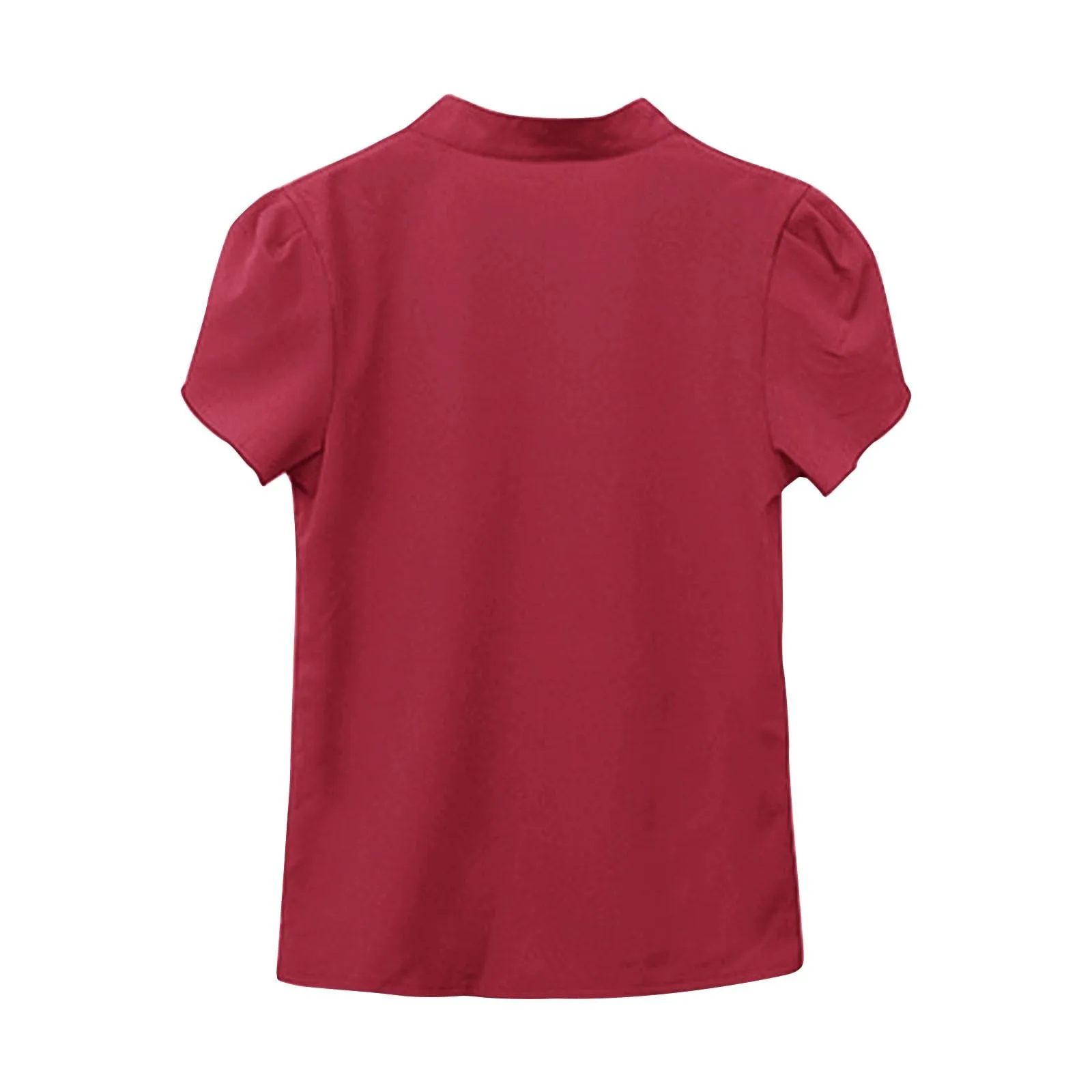 Uwdiohq T-Shirt Slim Fit in Chiffon Bianco con Maniche a Volant Casual da Donna a Maniche Corte - immagine 4