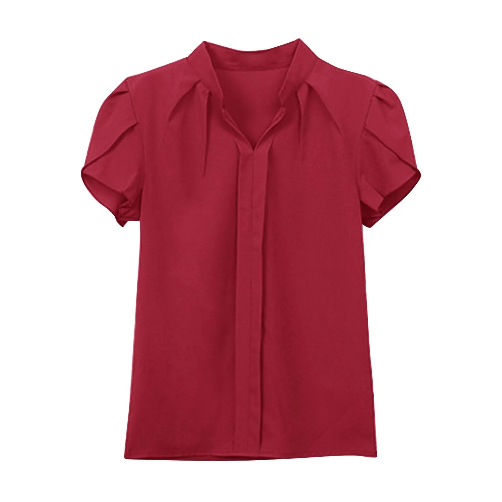 Uwdiohq Women's Slim Fit Chiffon T-Shirt with Ruffle Sleeves, Bianco - immagine 3