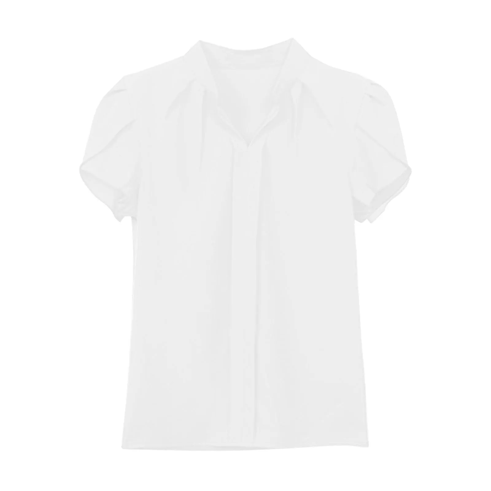 Uwdiohq T-Shirt Slim Fit in Chiffon Bianco con Maniche A Volant Casual da Donna - immagine 3