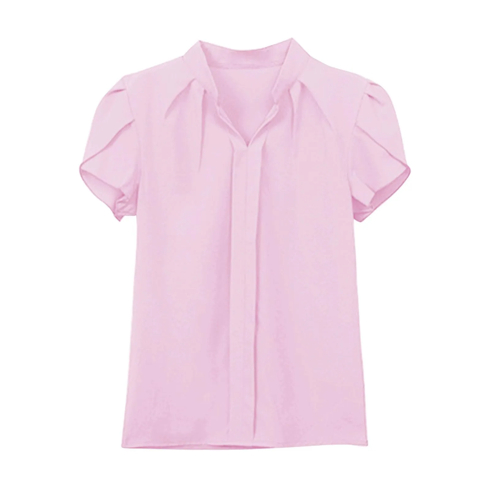 Uwdiohq Women's Slim Fit Chiffon T-Shirt with Ruffled Sleeves, Short Sleeve Casual Cotton Summer Tee, Bianco - immagine 3