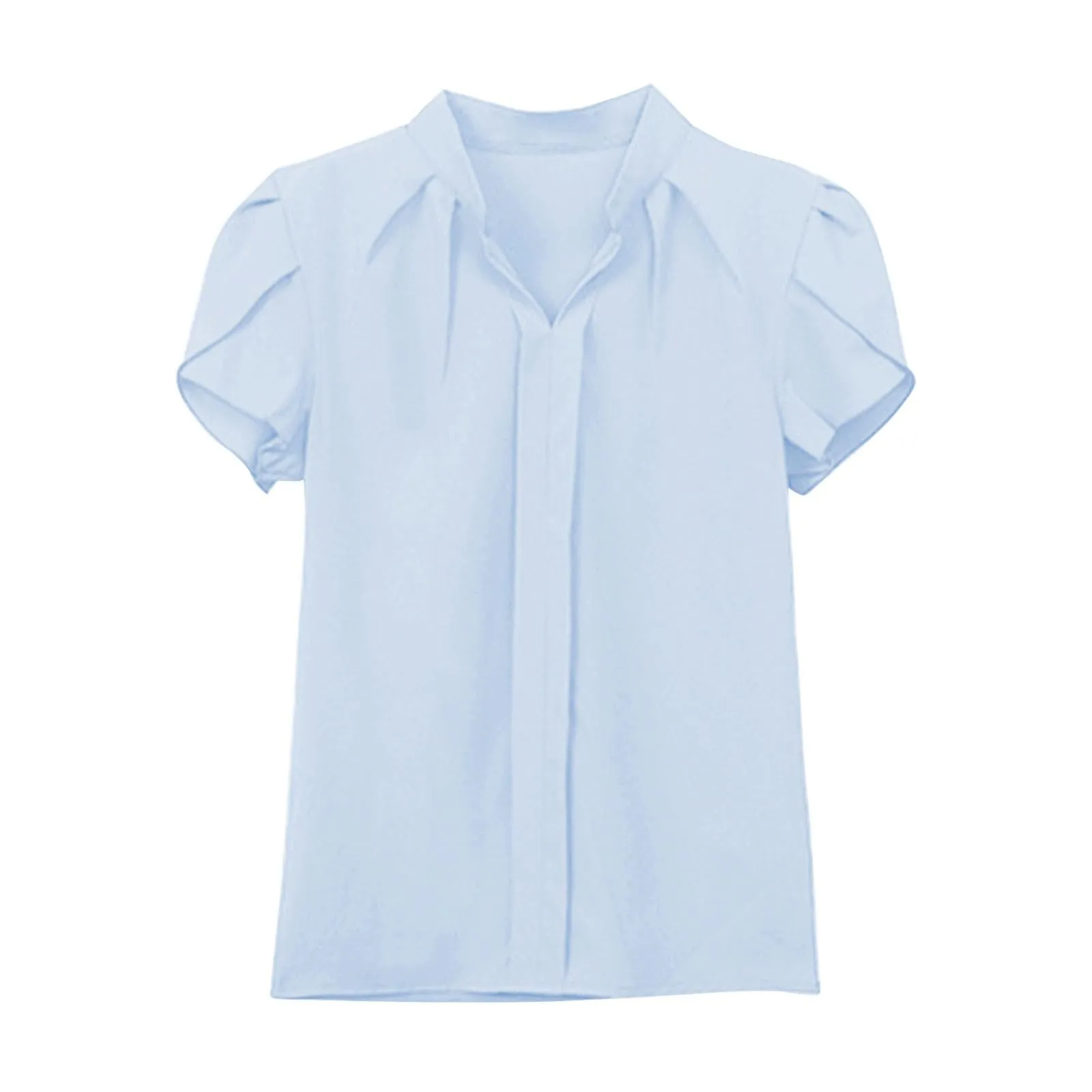 Uwdiohq Women's Slim Fit Chiffon T-Shirt with Ruffle Sleeves, Bianco, Short Sleeve Casual Cotton Summer Top - immagine 3
