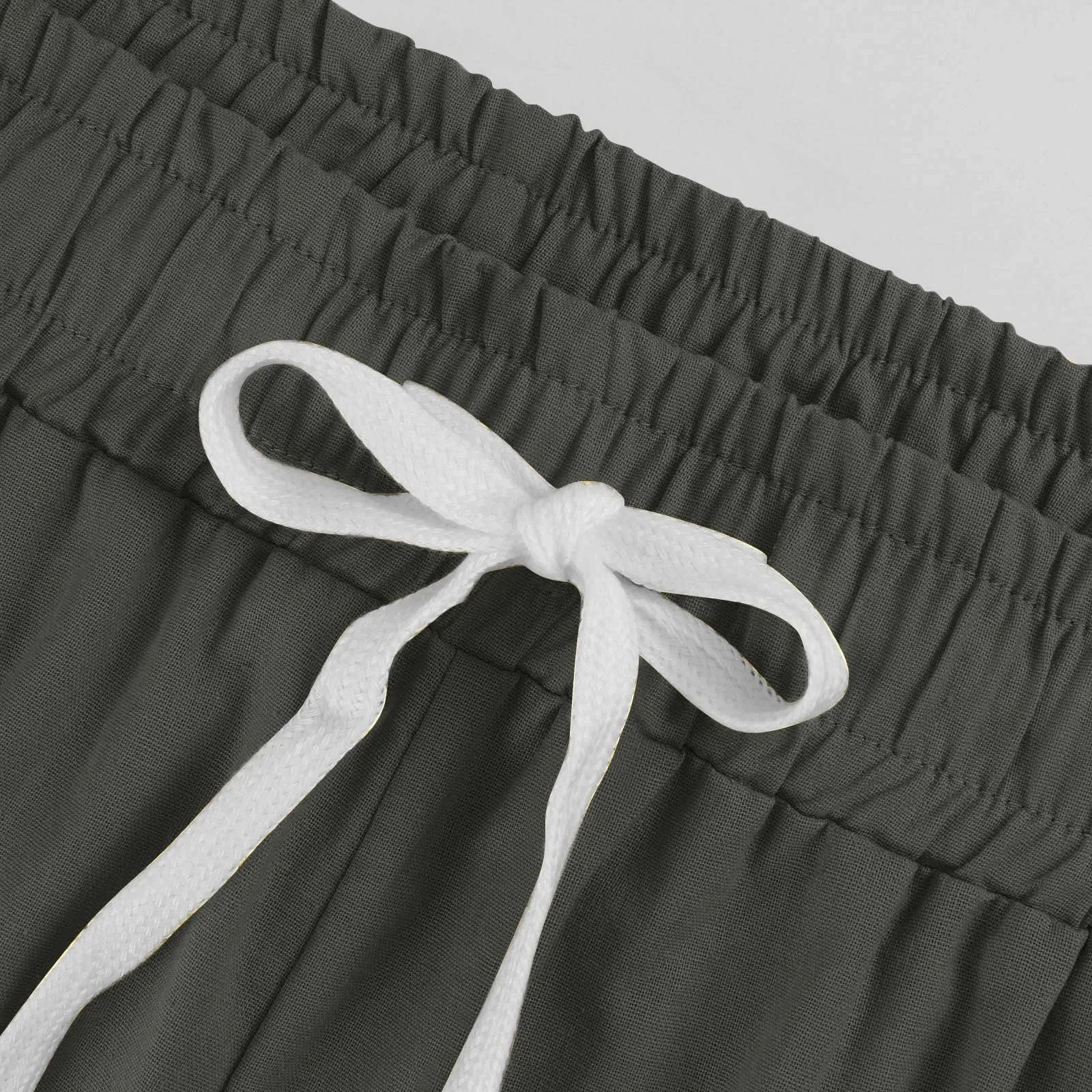 HEONSATI Pinocchietti Donna Pantaloni Capri in Cotone 7/8 Gamba Dritta Taglie Forti Grigio Scuro - immagine 5