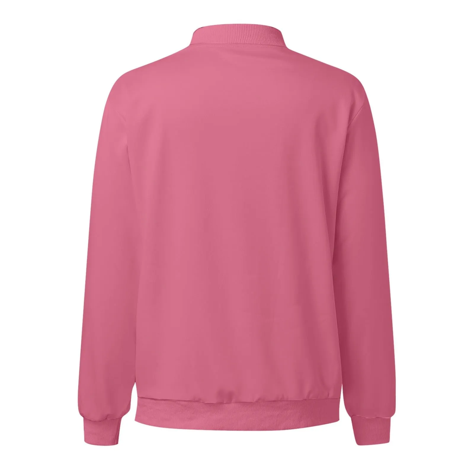 Generico Giubbotto Donna Leggero Stile Retrò Bomber Corto Rosa XL - immagine 4