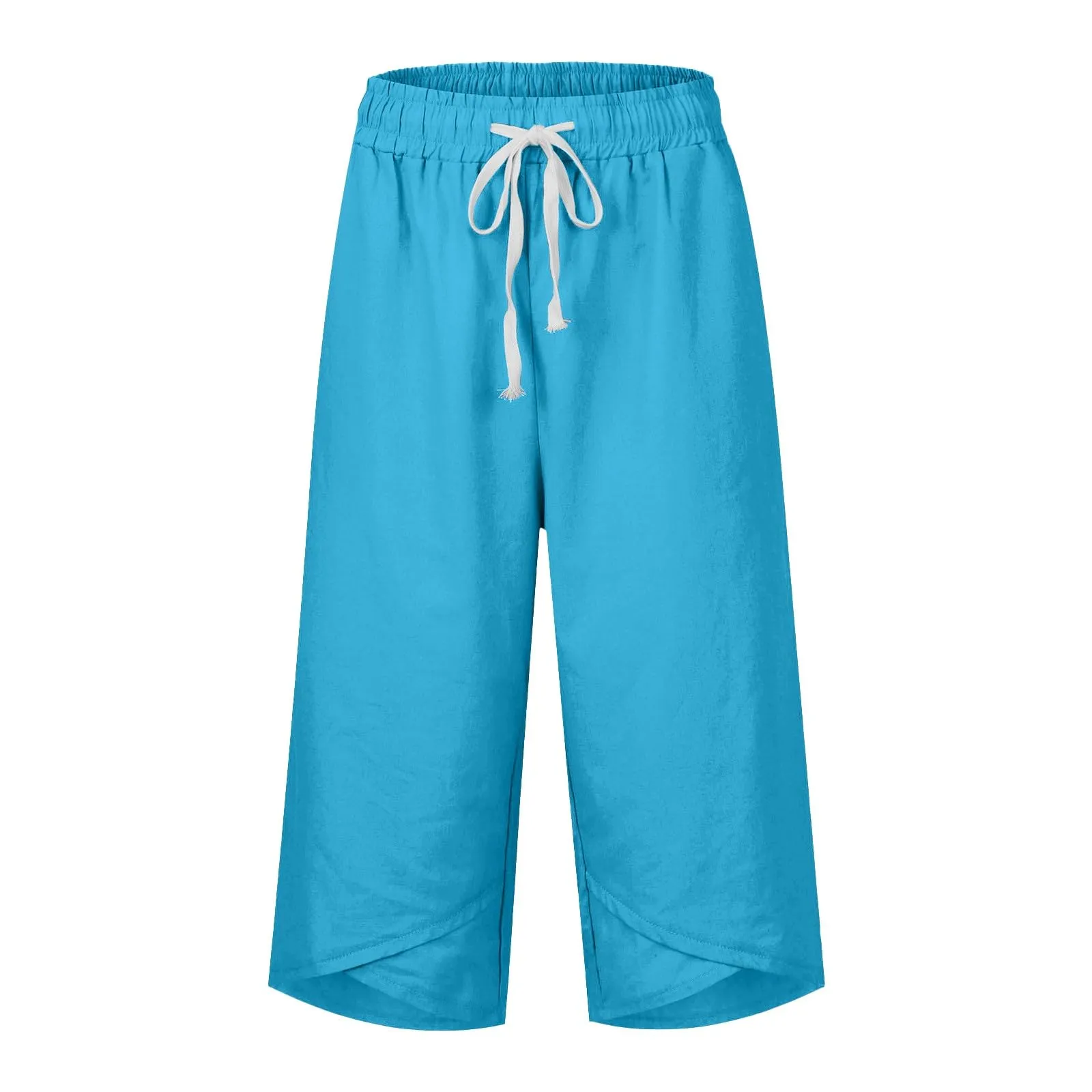 HEONSATI Pinocchietti Donna Pantaloni Capri in Cotone 7/8 Gamba Dritta con Coulisse Regolabile - immagine 3