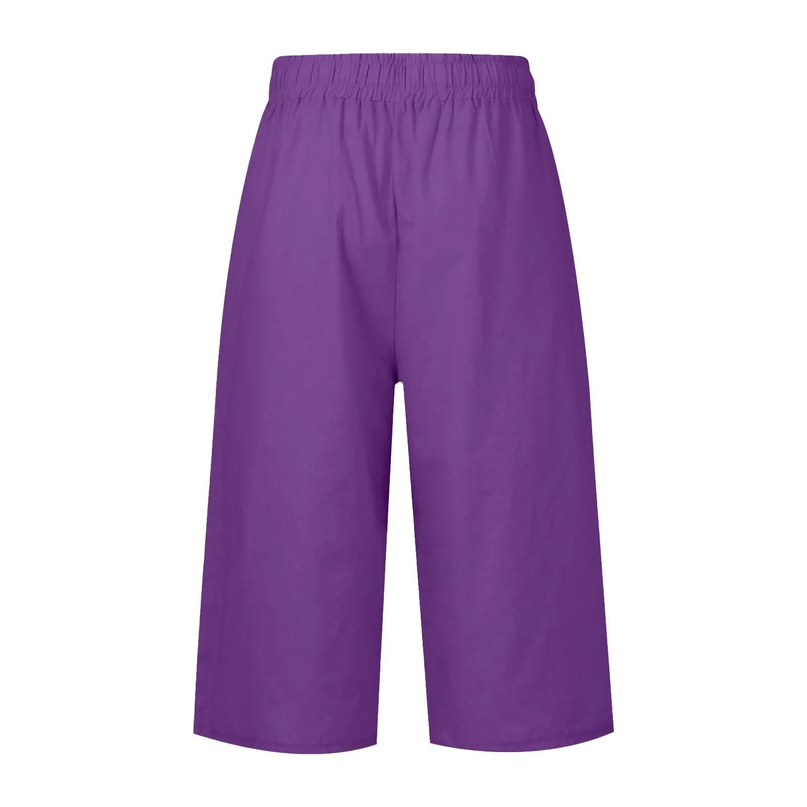 HEONSATI Pinocchietti Donna Pantaloni Capri in Cotone Leggeri Casual 7/8 Taglie Forti Viola - immagine 4