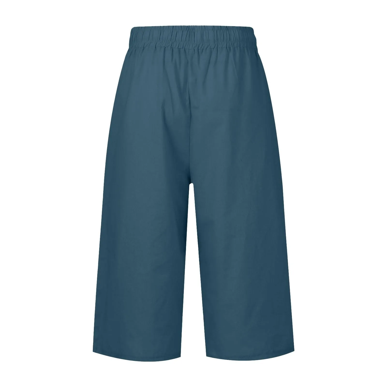 HEONSATI Pinocchietti Donna Pantaloni Capri in Cotone 7/8 Gamba Dritta con Coulisse Regolabile Blu Scuro 3XL - immagine 4