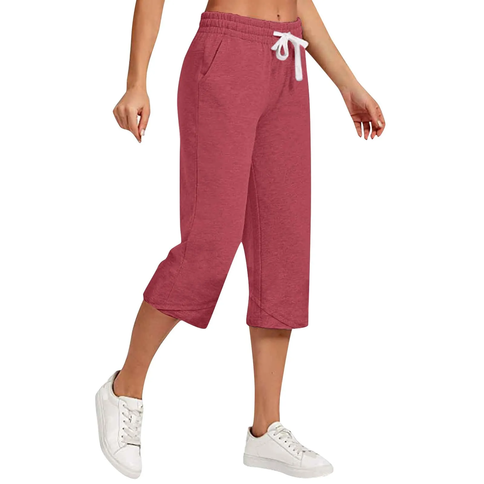 HEONSATI Pinocchietti Donna Pantaloni Capri Estivi in Cotone con Coulisse Regolabile - immagine 1