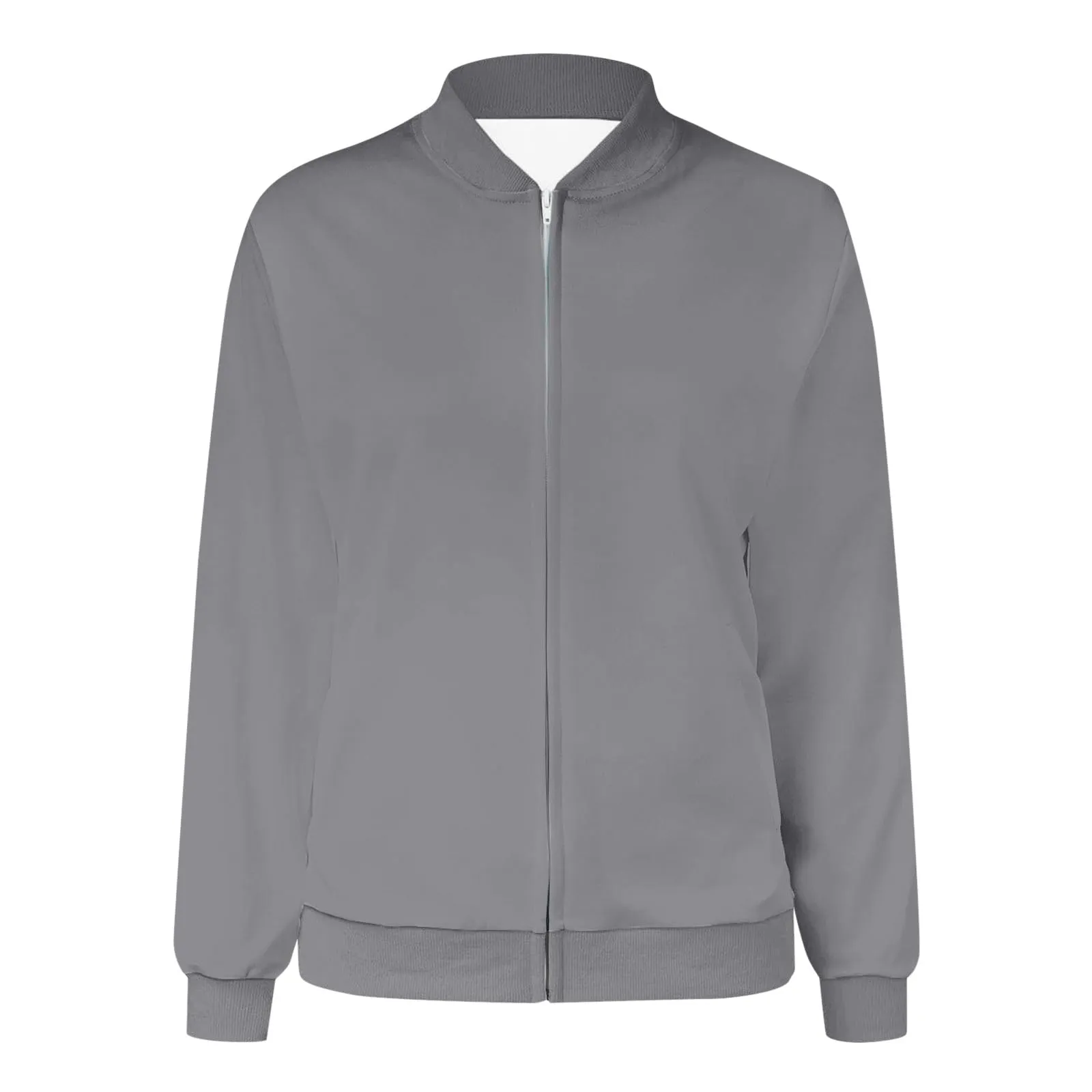 Generico Giubbotto Donna Leggero Bomber Casual Zip Up Antivento con Tasche - immagine 4
