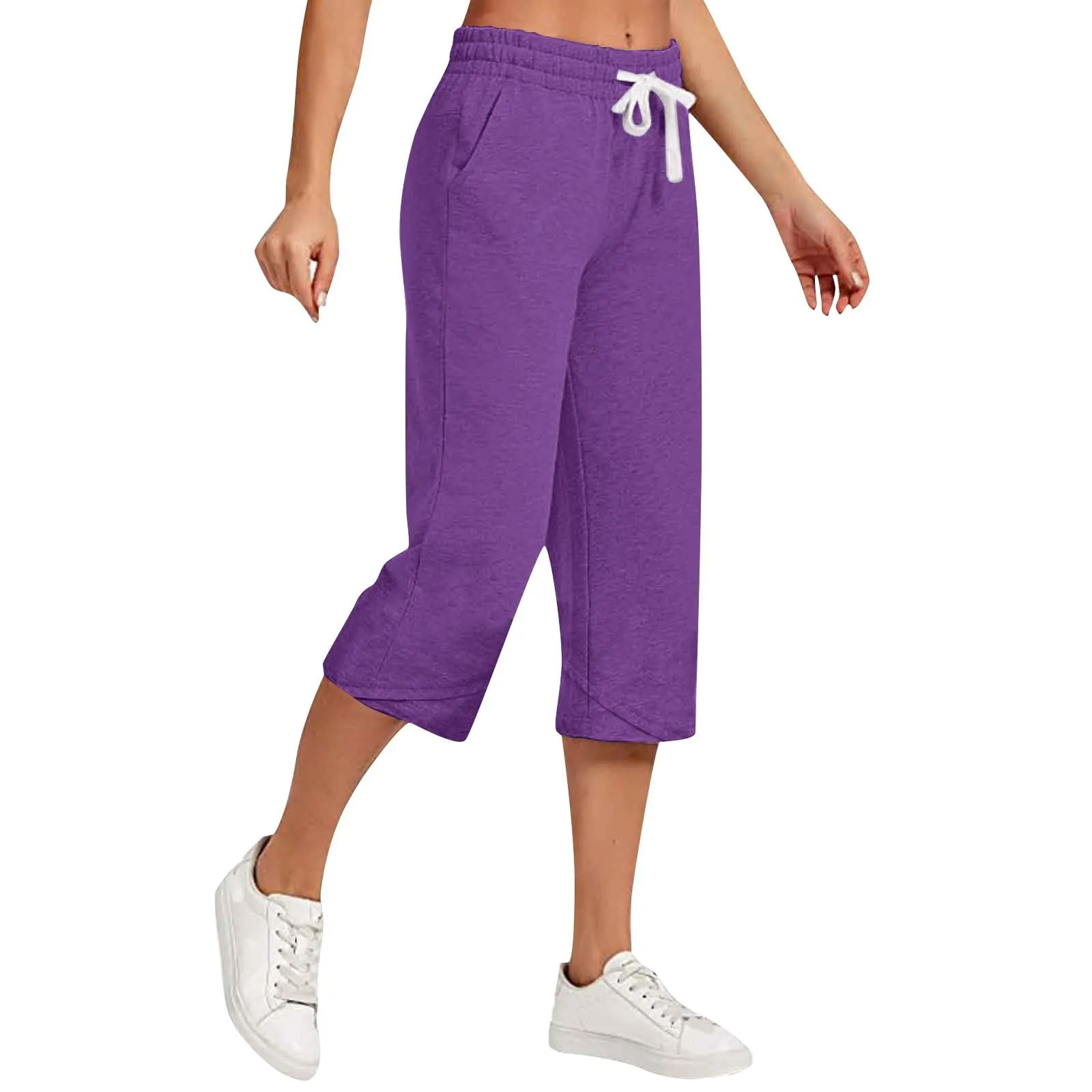 HEONSATI Pinocchietti Donna Pantaloni Capri in Cotone Estivi Leggeri Casual 7/8 con Coulisse Regolabile - immagine 1