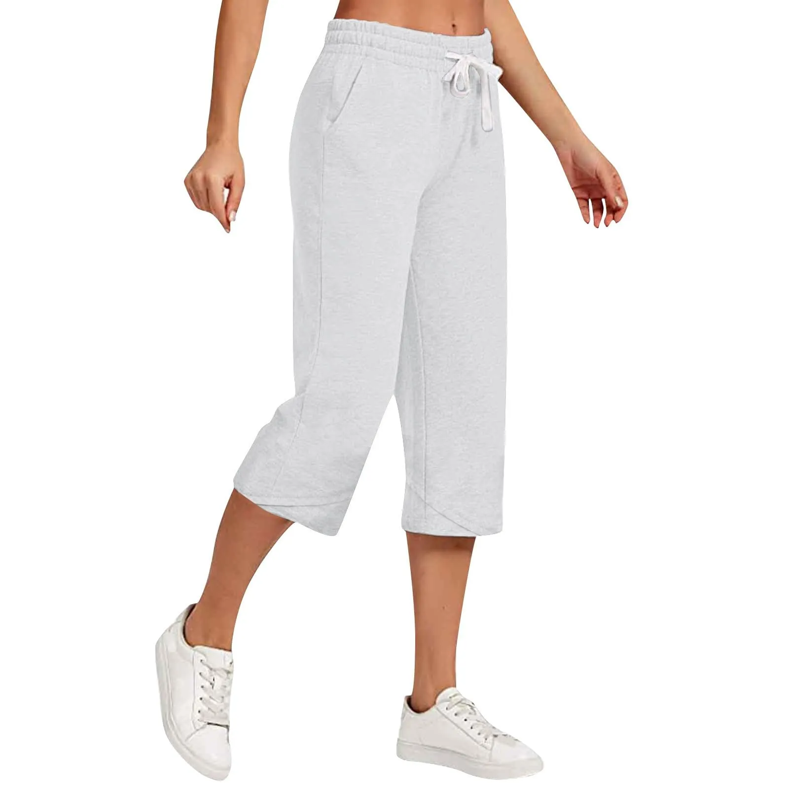 HEONSATI Pantaloni Pinocchietti Donna Estivi in Cotone Capri 7/8 con Coulisse Regolabile - immagine 1